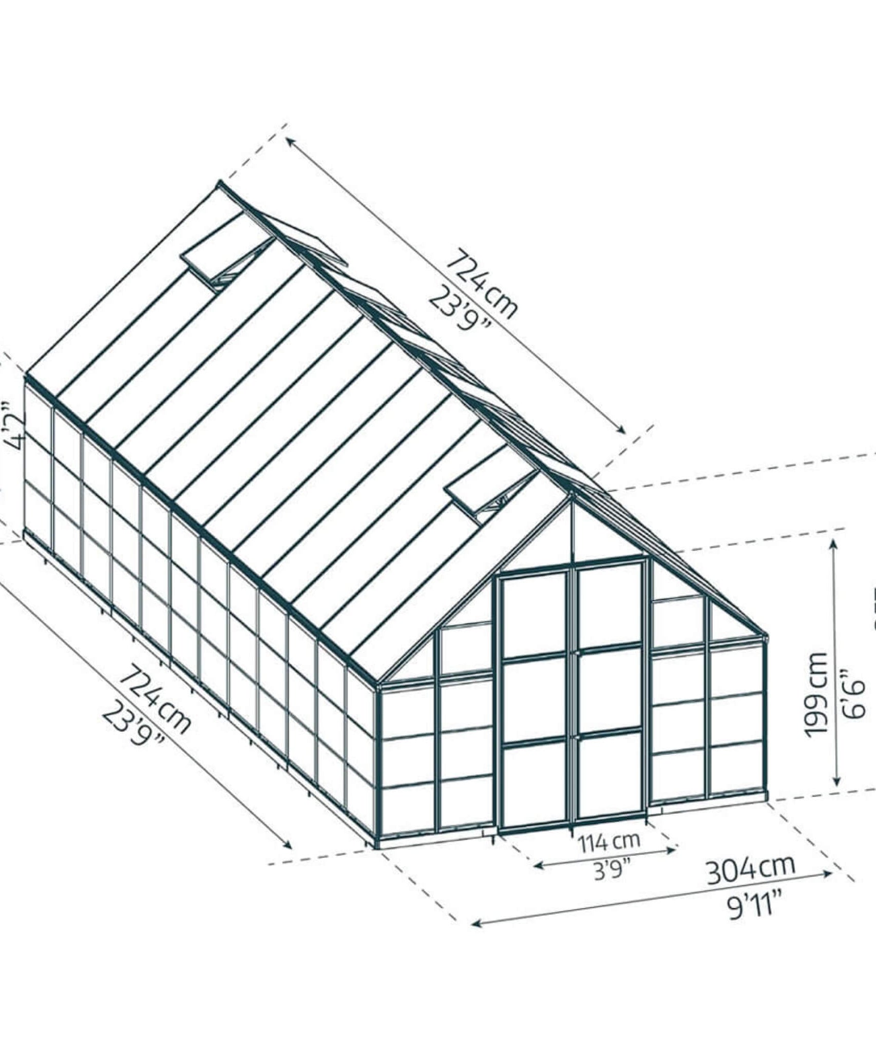 [10X24FT] Premium Heavy-Duty Polycarbonate Walk-In Greenhouse W/ Aluminum Frame & Built-In Gutter System (SAK58472)
