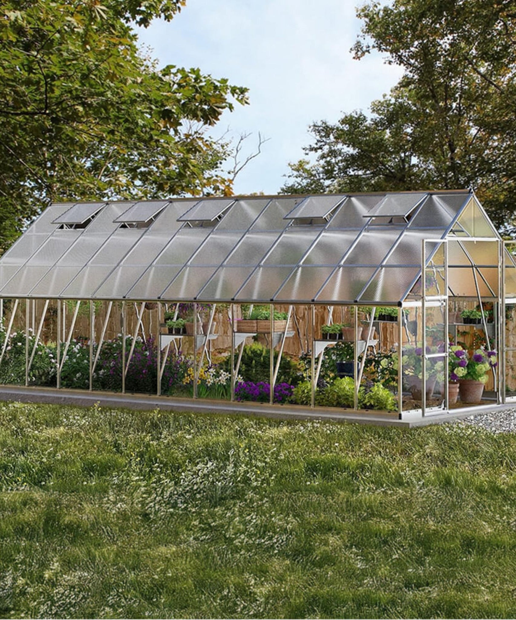 [10X24FT] Premium Heavy-Duty Polycarbonate Walk-In Greenhouse W/ Aluminum Frame & Built-In Gutter System (SAK58472)
