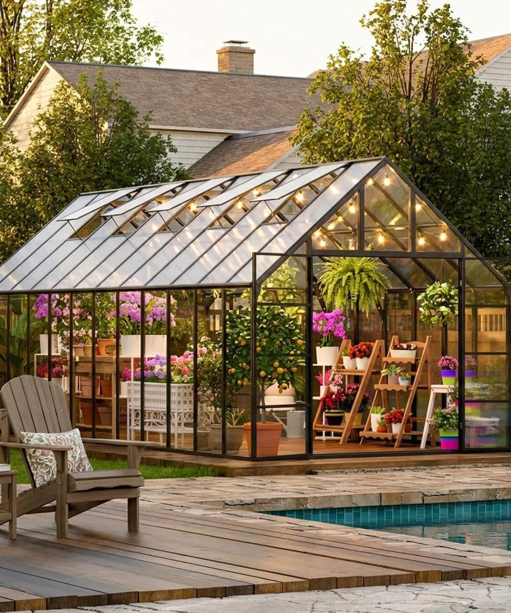 [10X24FT] Heavy-Duty Outdoor Aluminum Polycarbonate Greenhouse With Roof Vents And Swing Doors, 4MM (SAK97032)