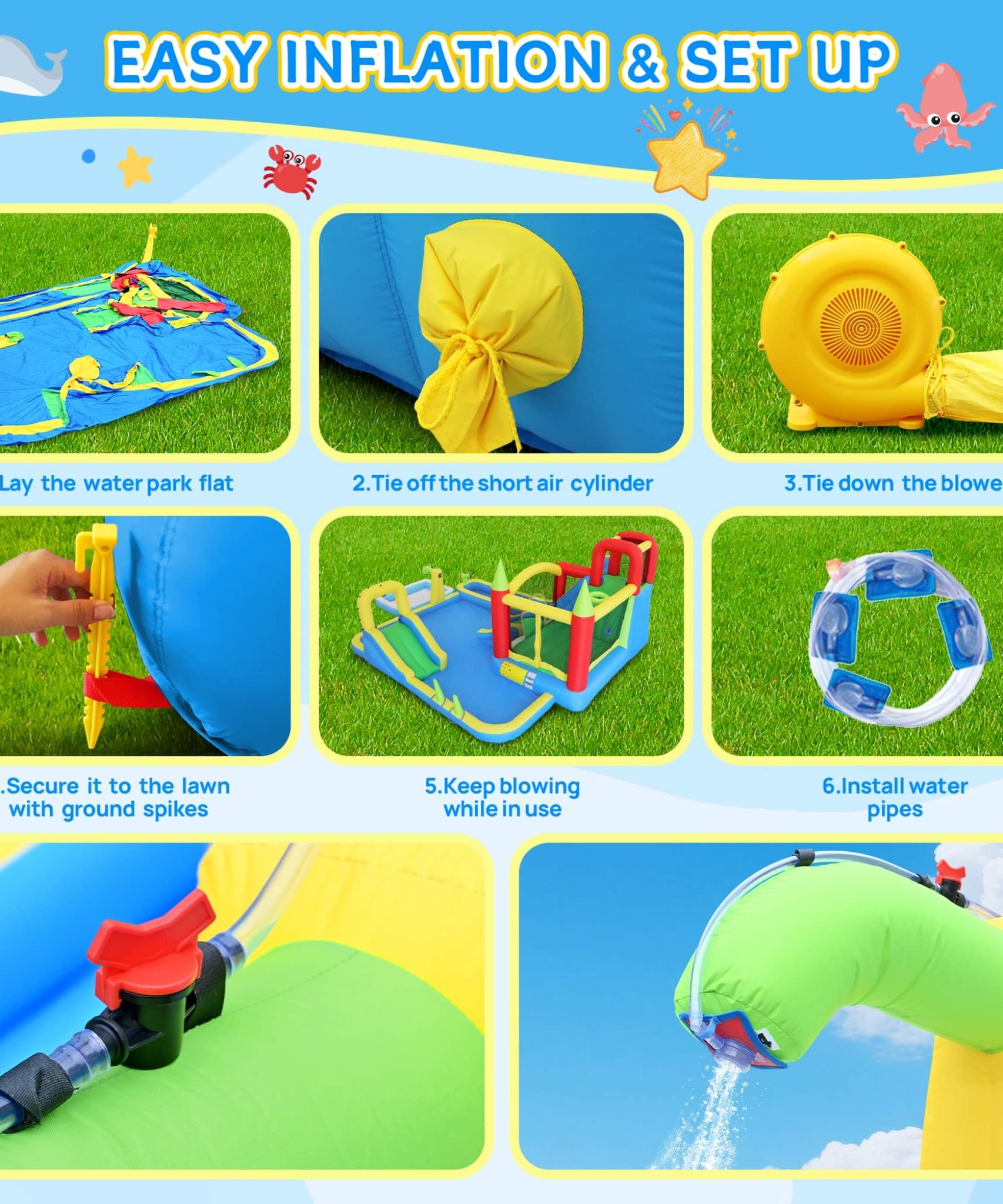 Large 11-In-1 Inflatable Water Park With Slides, Pool, Climbing Wall, And Bounce House (SAK70491)