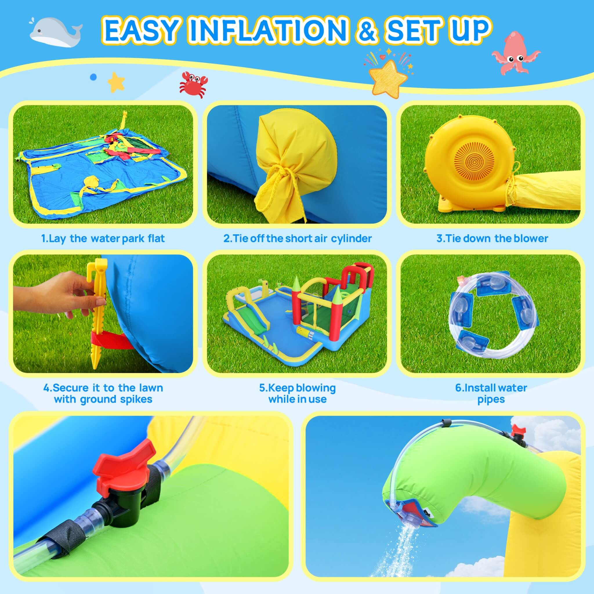 Large 11-In-1 Inflatable Water Park With Slides, Pool, Climbing Wall, And Bounce House (SAK70491)