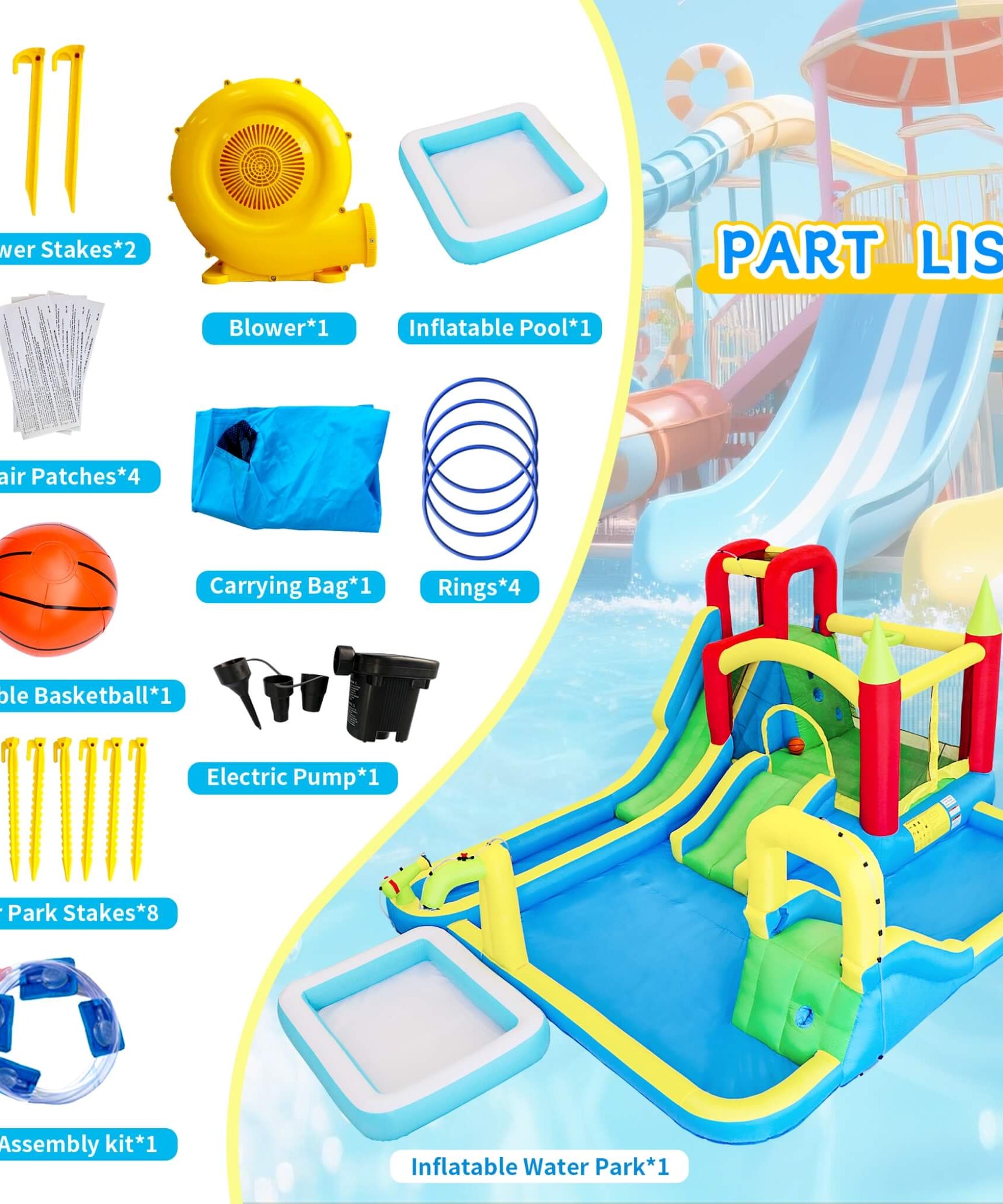 Large 11-In-1 Inflatable Water Park With Slides, Pool, Climbing Wall, And Bounce House (SAK70491)