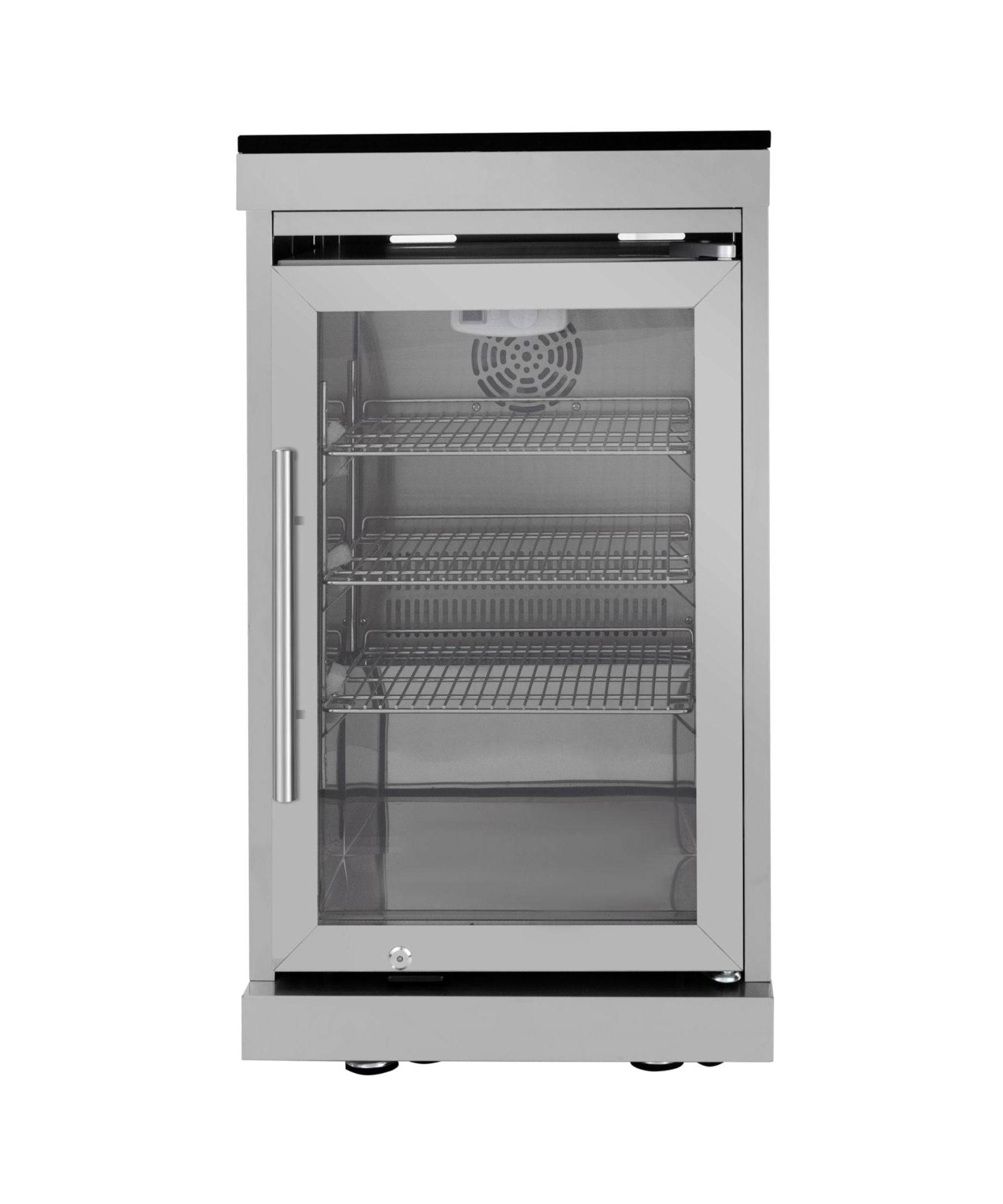 Castelle Flame Imperial 110-Inch 4-Burner 72K BTU Deluxe Stainless Steel Outdoor Kitchen Grill Island With Wine Cooler, Rotisserie, Cabinets, And Granite Countertops (SAK94721)