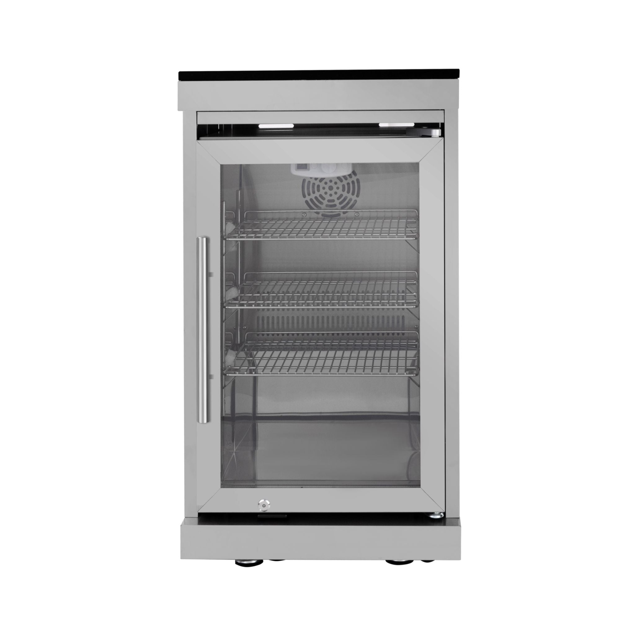 Castelle Flame Imperial 110-Inch 4-Burner 72K BTU Deluxe Stainless Steel Outdoor Kitchen Grill Island With Wine Cooler, Rotisserie, Cabinets, And Granite Countertops (SAK94721)