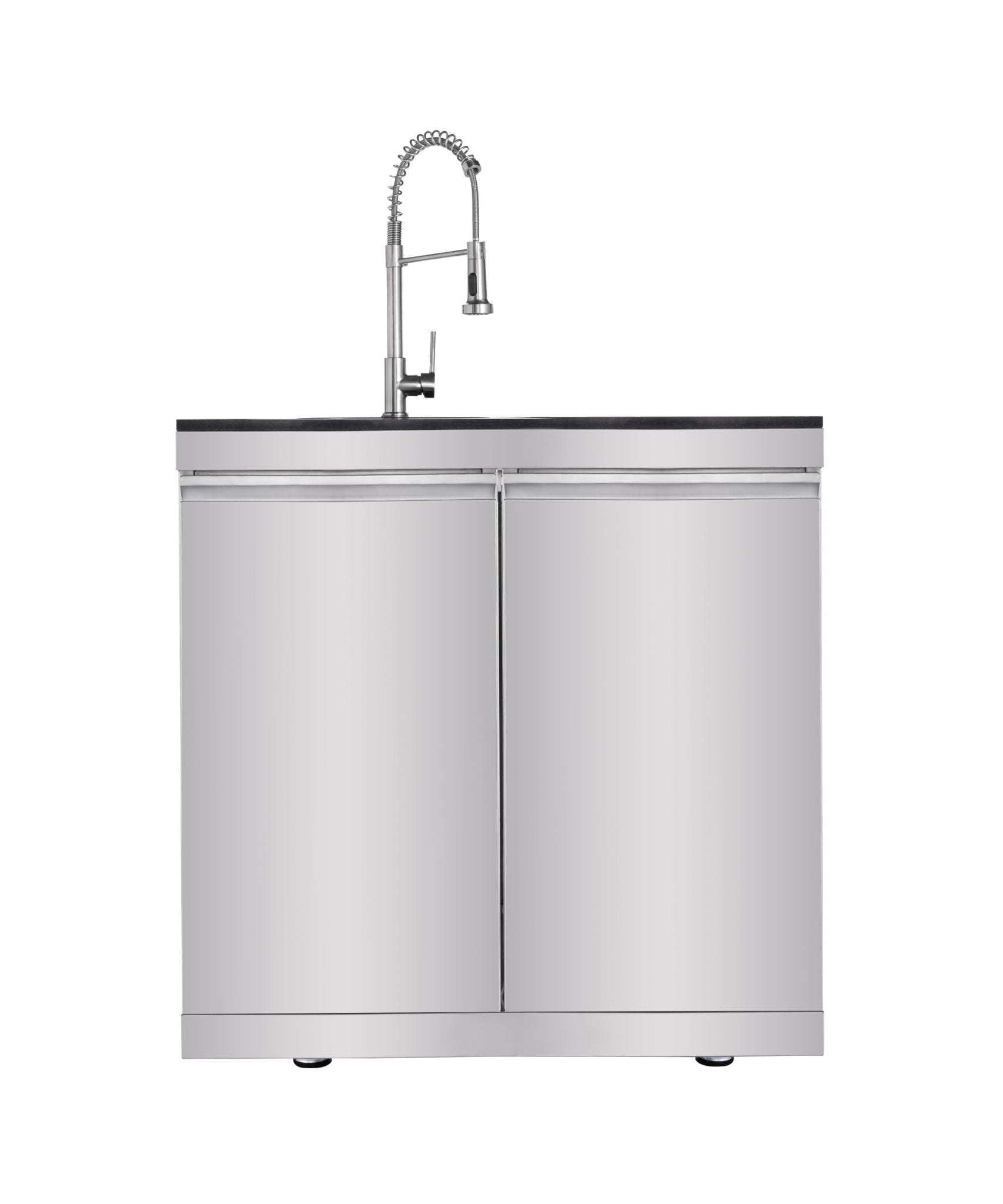 Castelle Flame Imperial 110-Inch 4-Burner 72K BTU Deluxe Stainless Steel Outdoor Kitchen Grill Island With Wine Cooler, Rotisserie, Cabinets, And Granite Countertops (SAK94721)