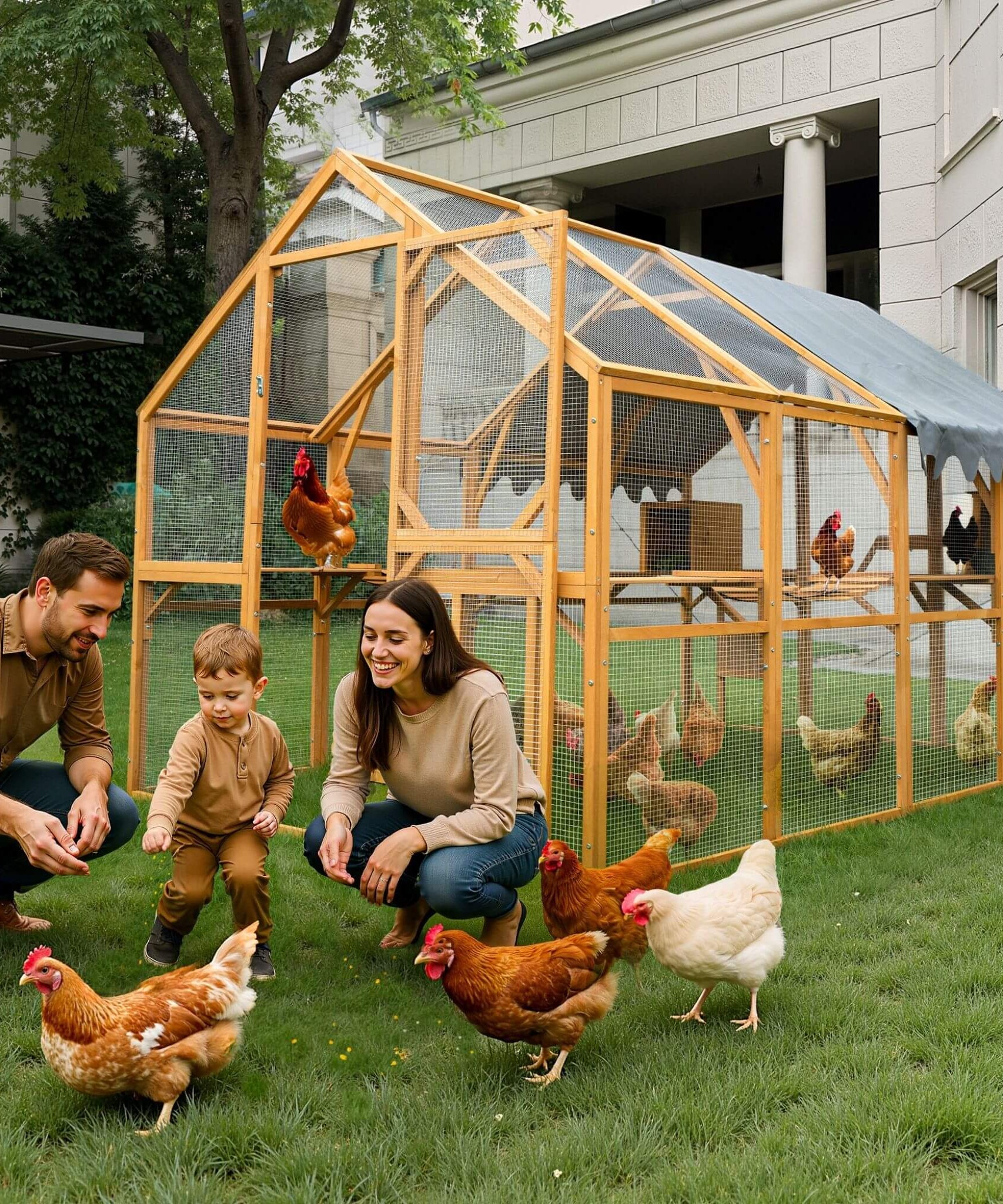 110-Inch Large Outdoor Kitten Playpen Chicken Coop With Waterproof Cover (SAK15370)