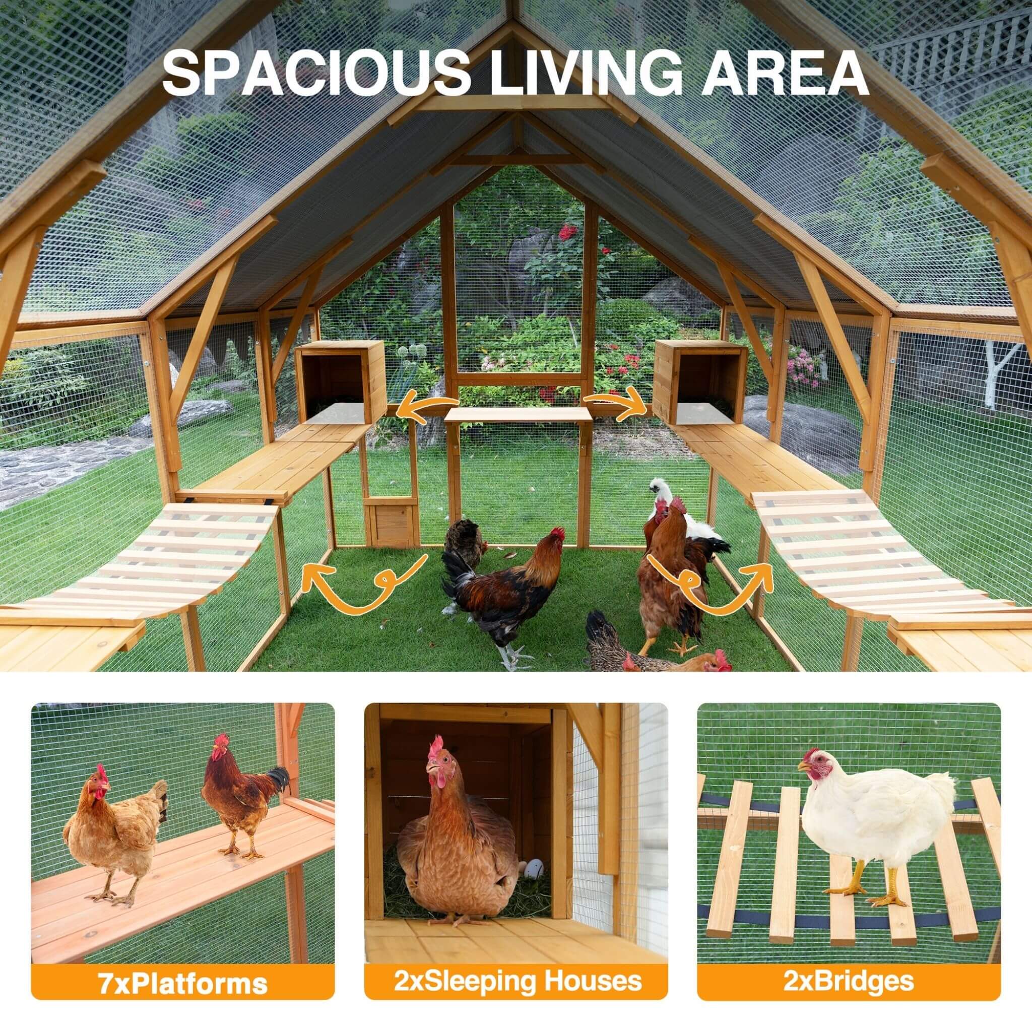 110-Inch Large Outdoor Kitten Playpen Chicken Coop With Waterproof Cover (SAK15370)
