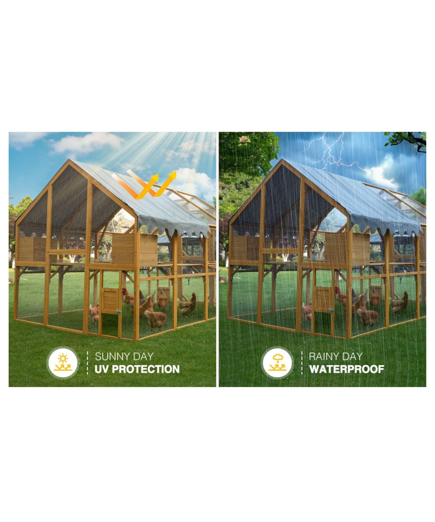 110-Inch Large Outdoor Kitten Playpen Chicken Coop With Waterproof Cover (SAK15370)