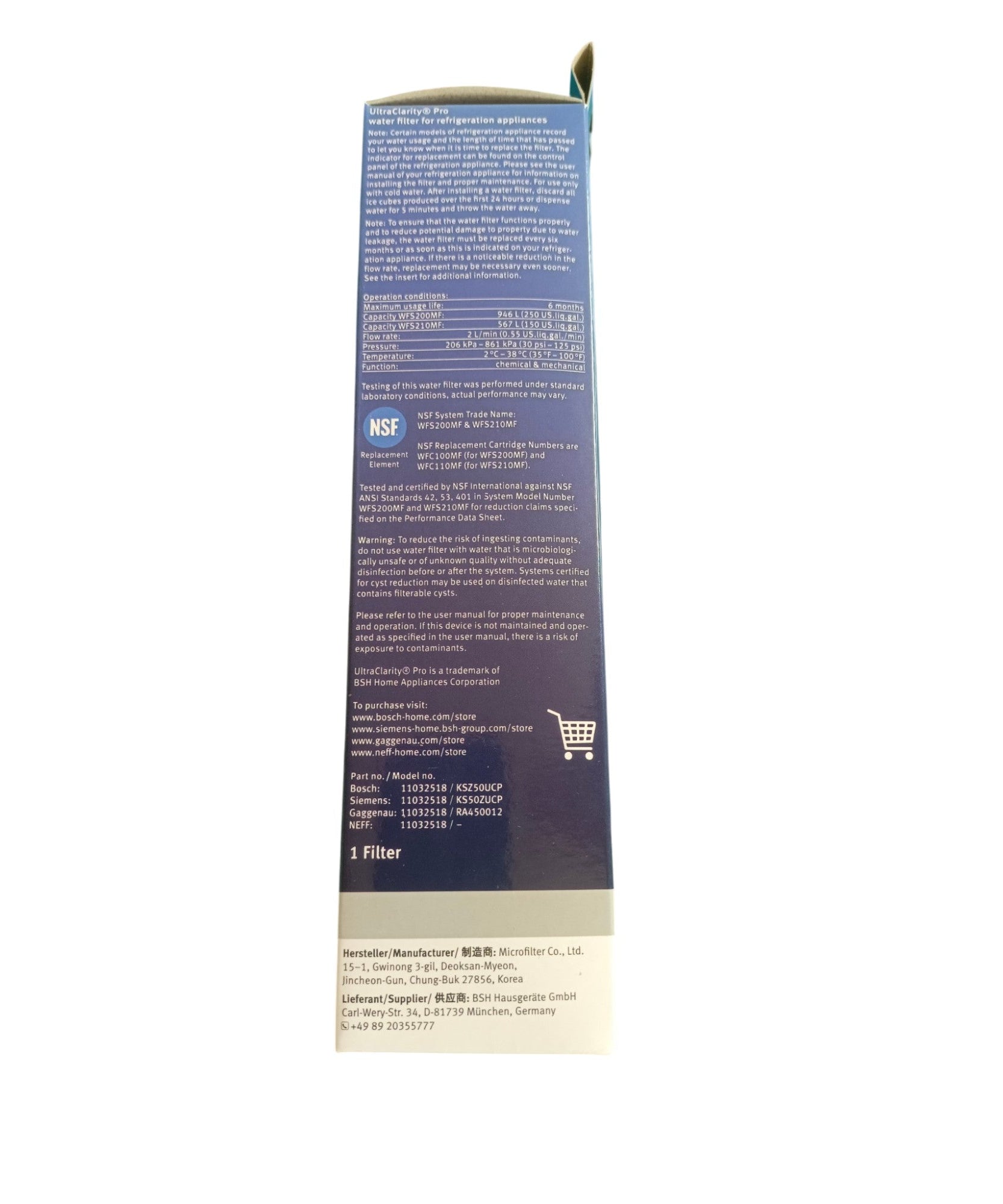 Bosch 11032518 Original UltraClarity Pro Kühlschrank-Wasserfilter - 11032518