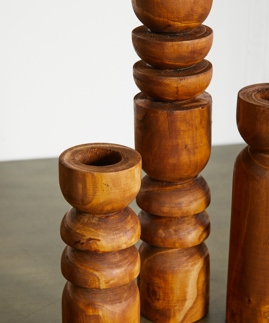 Abstract Wooden Tealight Totem Candle Holder