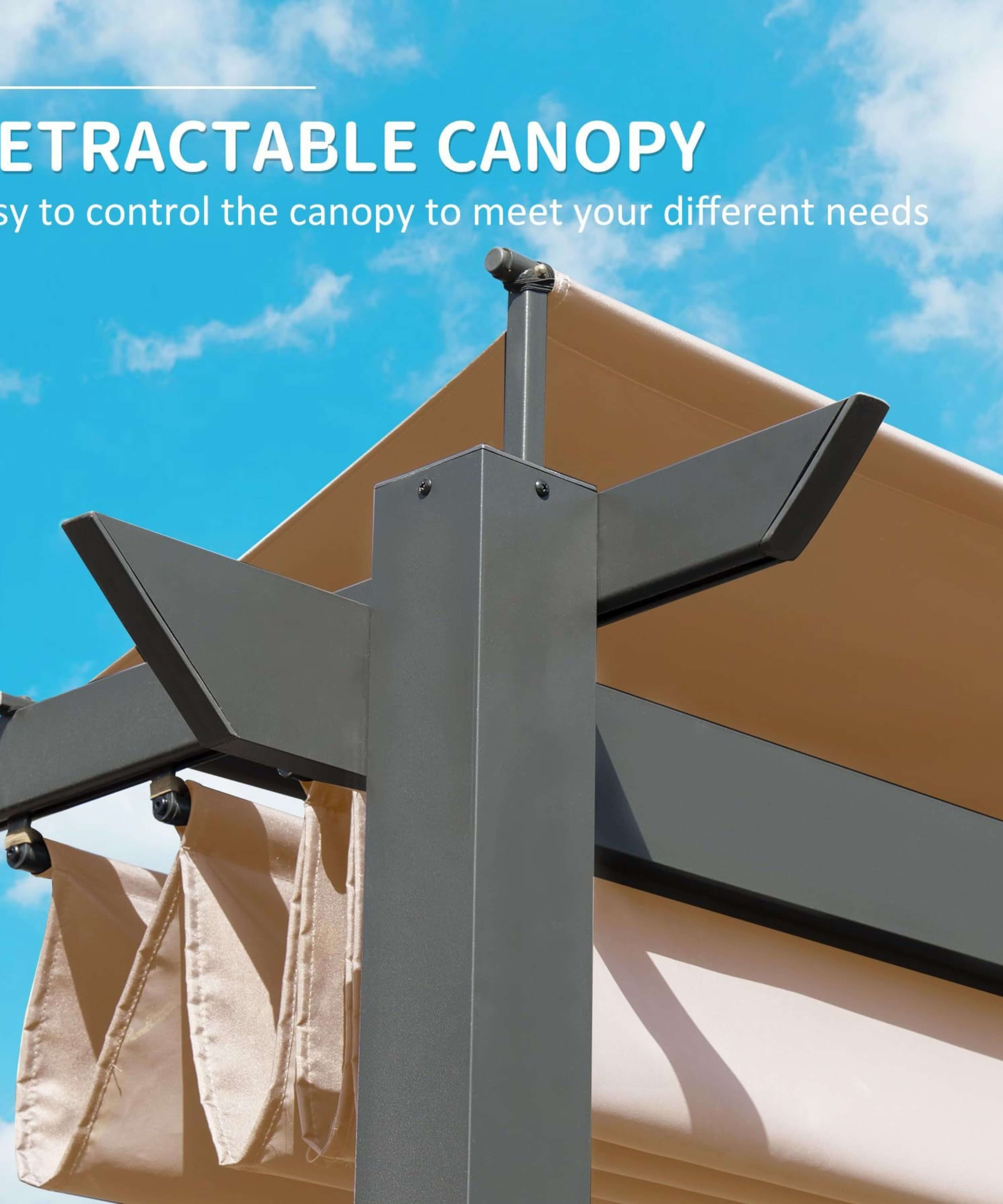 [11X16FT] Alora Heavy-Duty Outdoor Retractable Aluminum Pergola With Weather-Resistant Canopy (SAK91853)