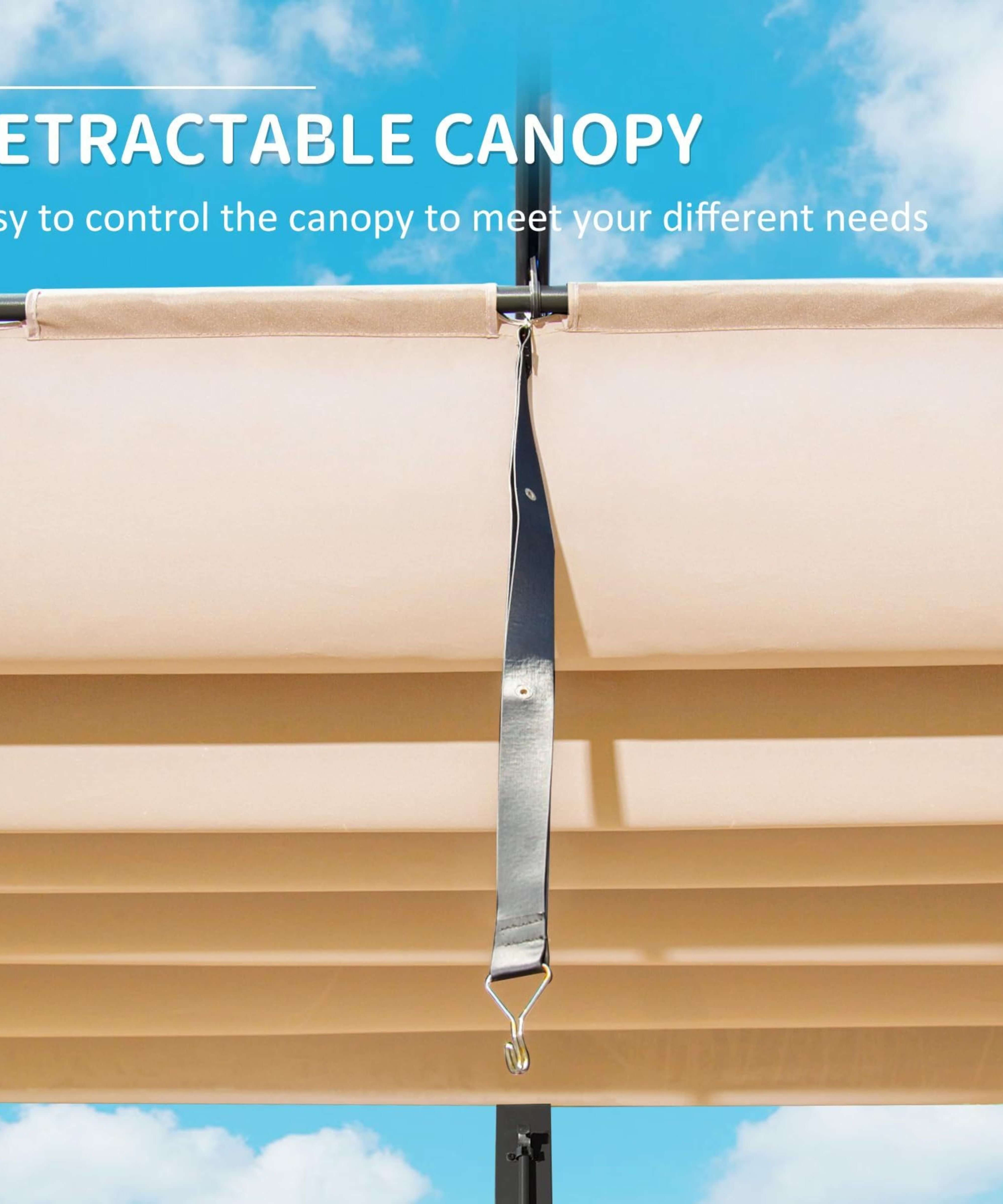 [11X16FT] Alora Heavy-Duty Outdoor Retractable Aluminum Pergola With Weather-Resistant Canopy (SAK91853)