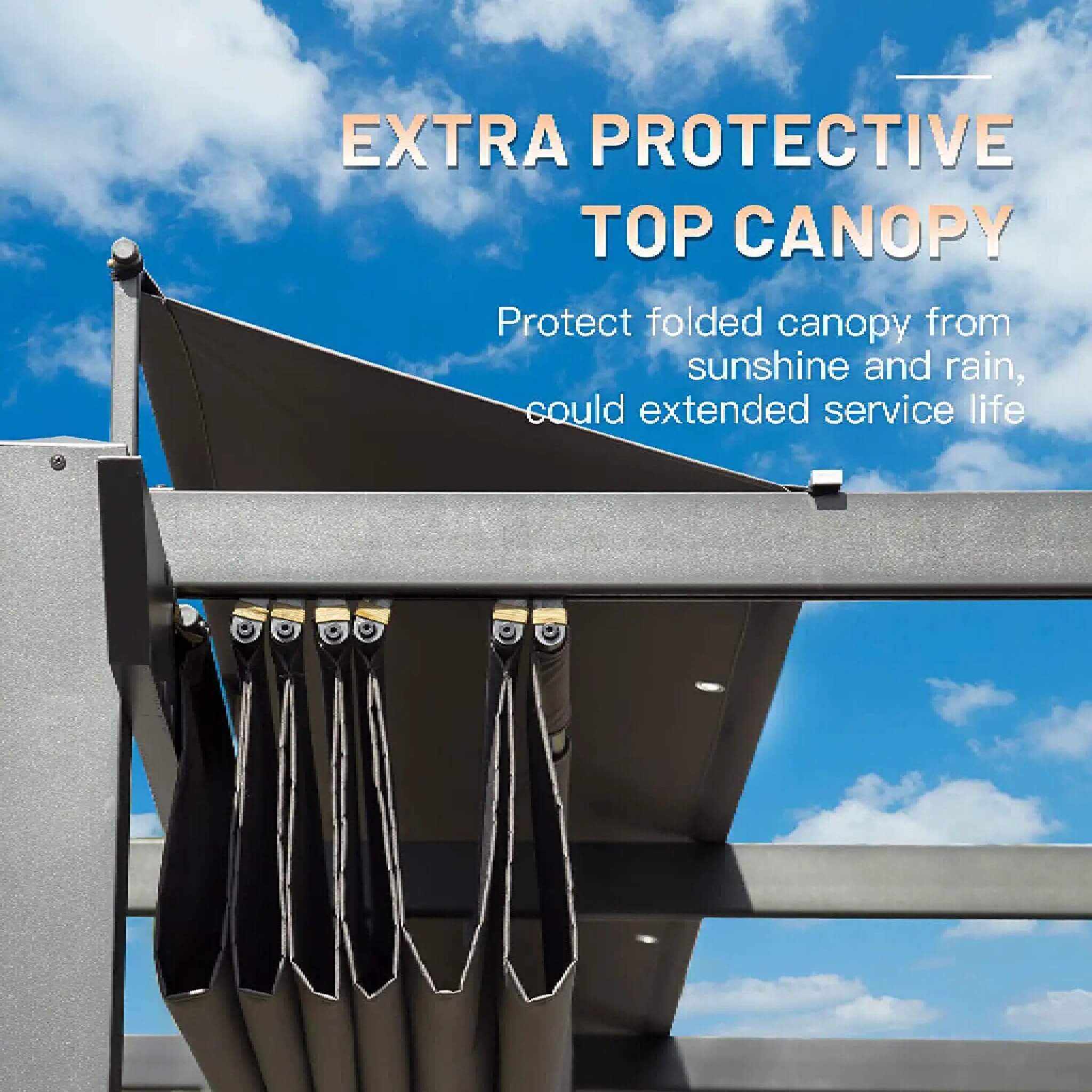 [11X16FT] Alora Outdoor Retractable Backyard Aluminum Metal Pergola With Roof (SAK16804)