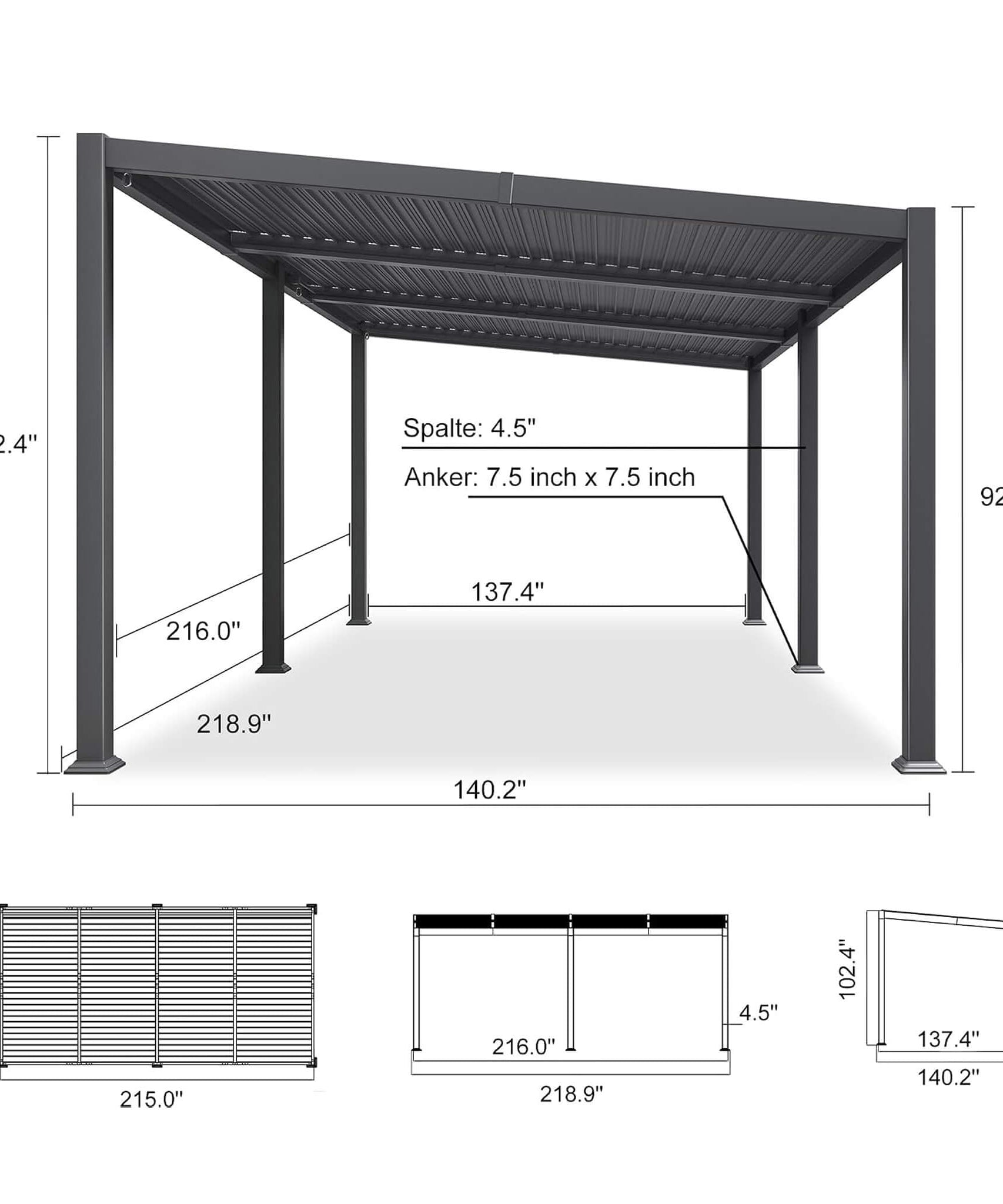 [11X18FT] Alora Modern Louvered Aluminum Pergola With Sloped Roof (SAK29326)