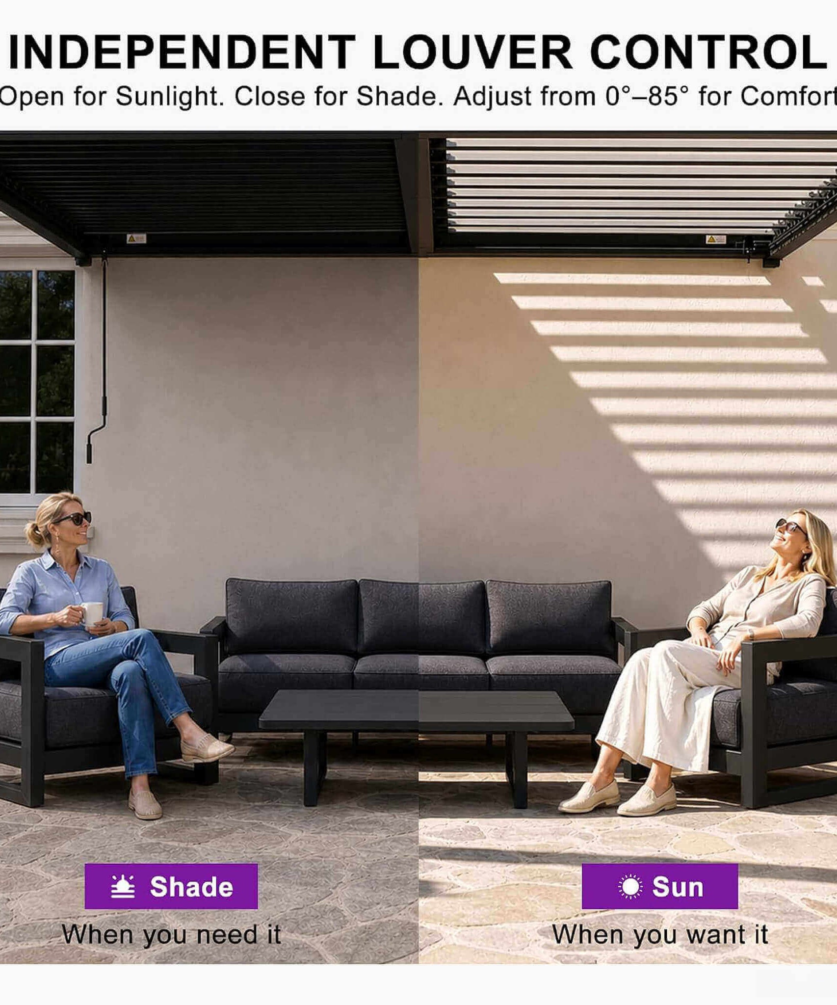[11X18FT] Alora Modern Wall-Mounted Louvered Pergola With Aluminum Frame (SAK69081)