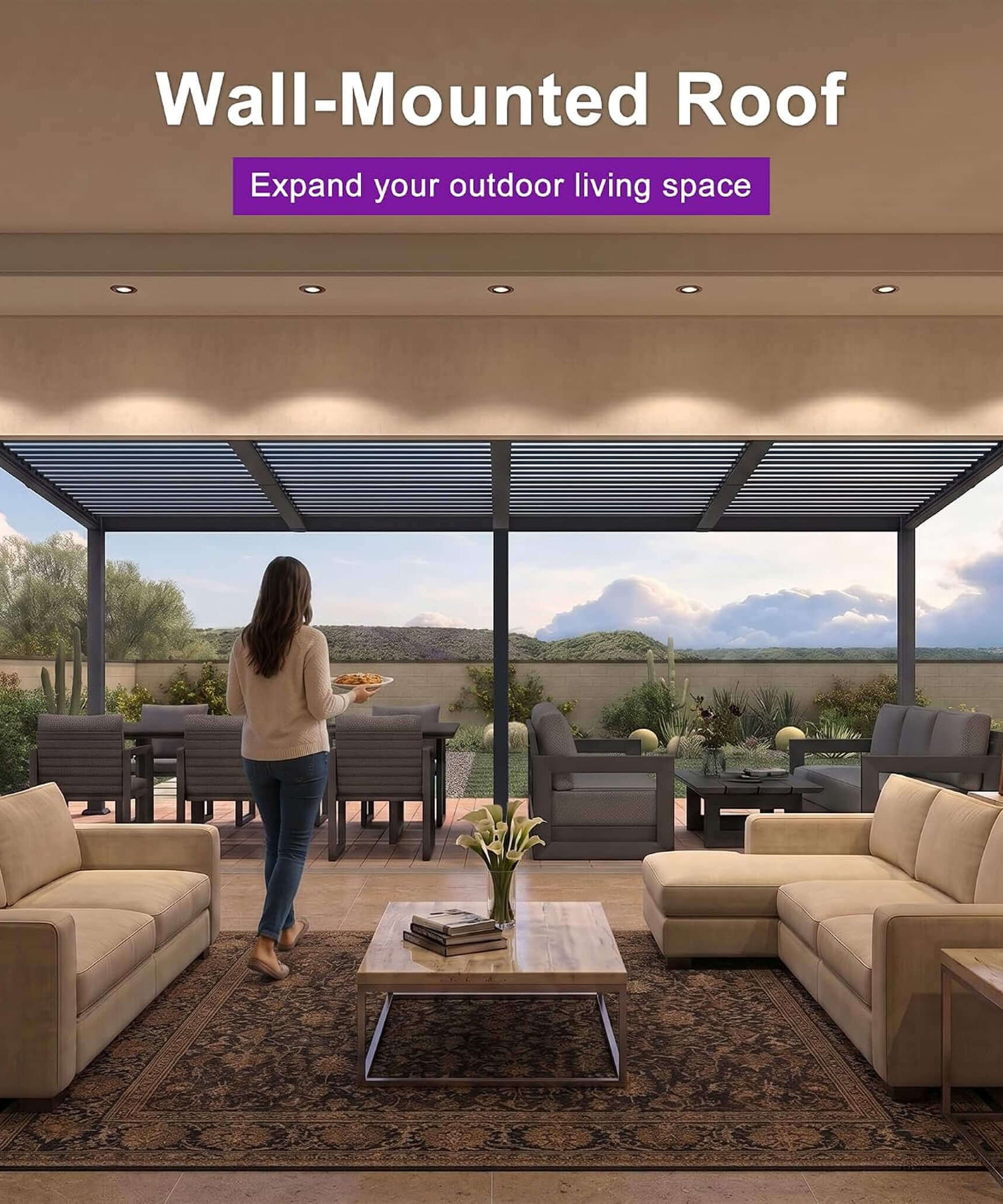 [11X18FT] Alora Modern Wall-Mounted Louvered Pergola With Aluminum Frame (SAK69081)