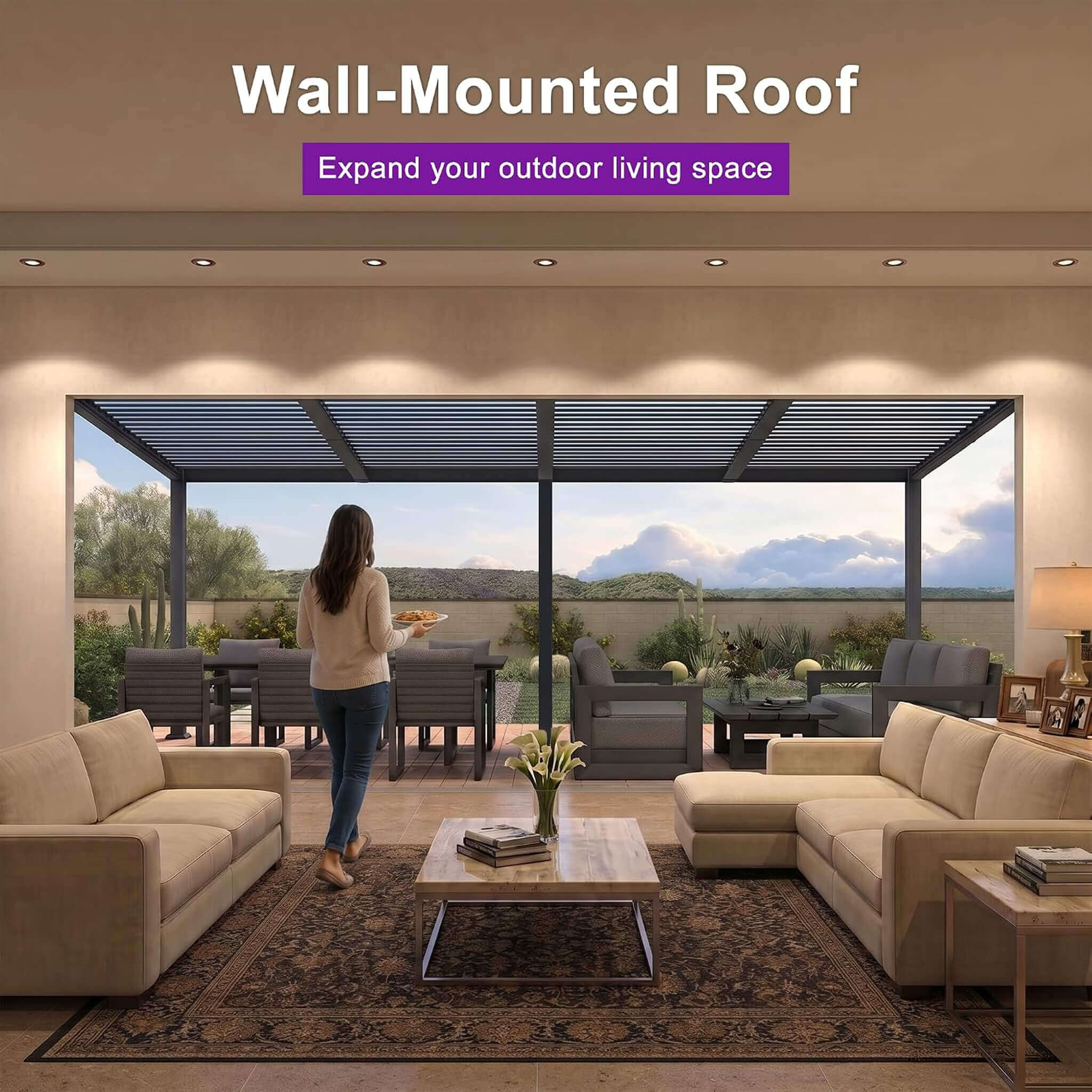 [11X18FT] Alora Modern Wall-Mounted Louvered Pergola With Aluminum Frame (SAK69081)