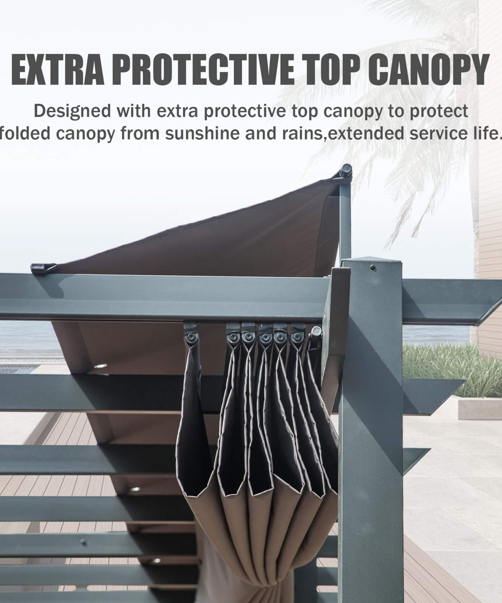[11X20FT] Alora Premium Outdoor Retractable Aluminum Pergola With Weather-Resistant Canopy (SAK54612)