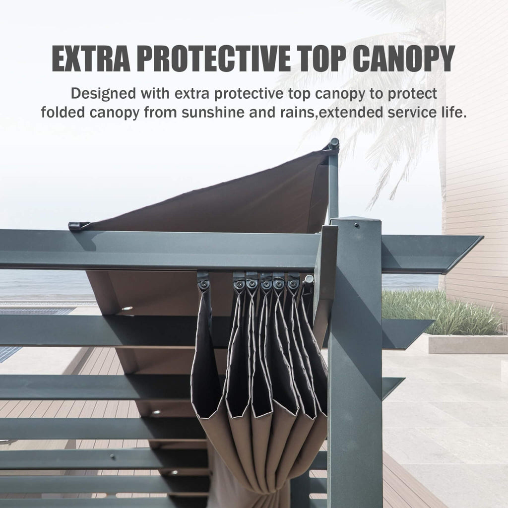 [11X20FT] Alora Premium Outdoor Retractable Aluminum Pergola With Weather-Resistant Canopy (SAK54612)