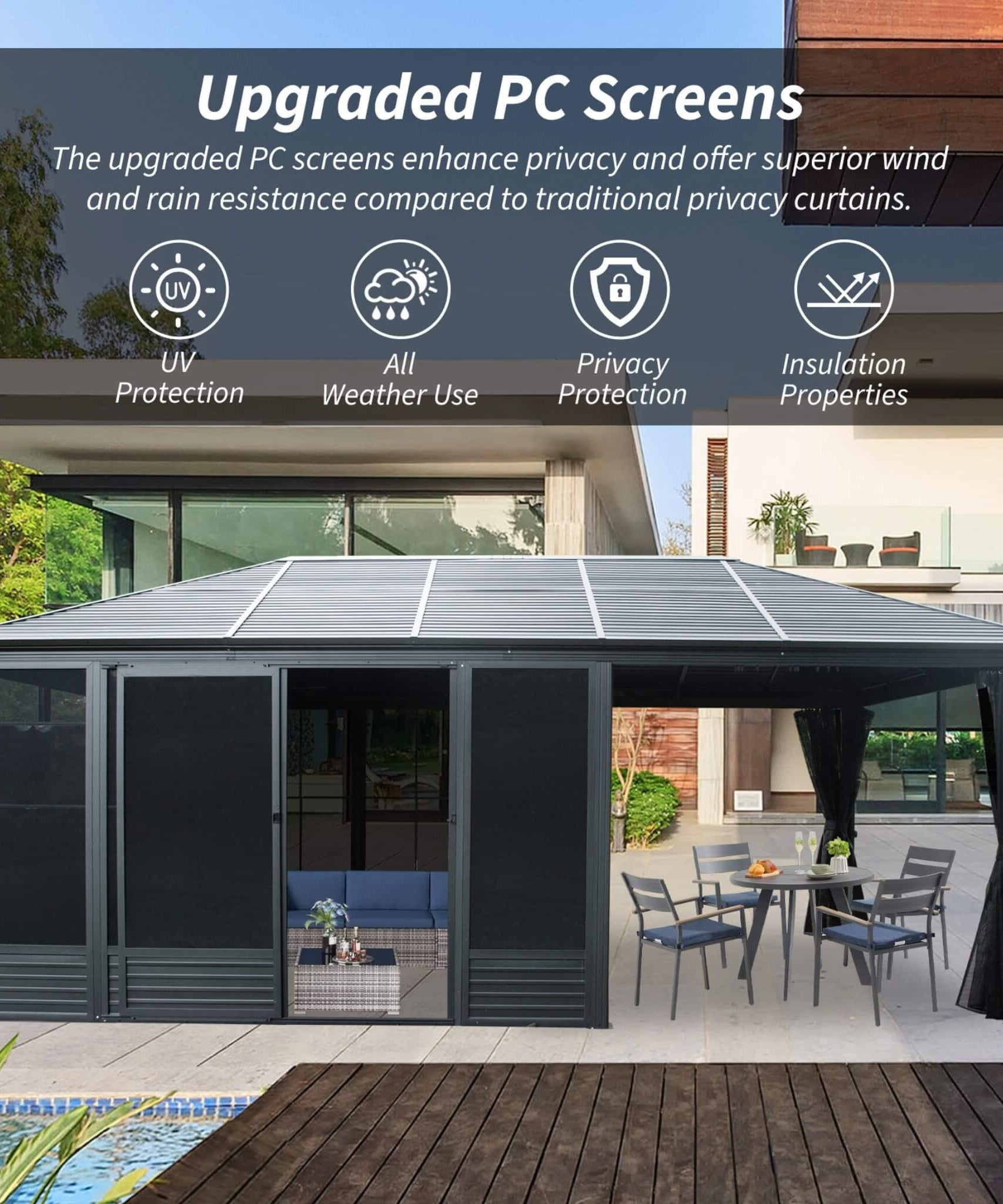 [11X21FT] Alora Outdoor All-Season Solarium Sunroom Gazebo With Galvanized Steel Roof (SAK42018)