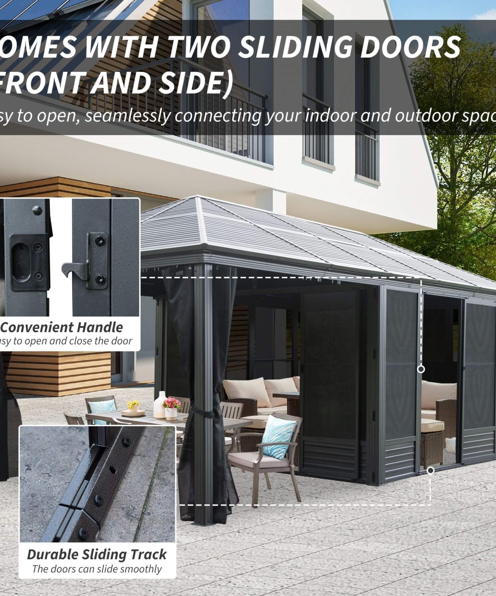 [11X21FT] Alora Outdoor All-Season Solarium Sunroom Gazebo With Galvanized Steel Roof (SAK42018)