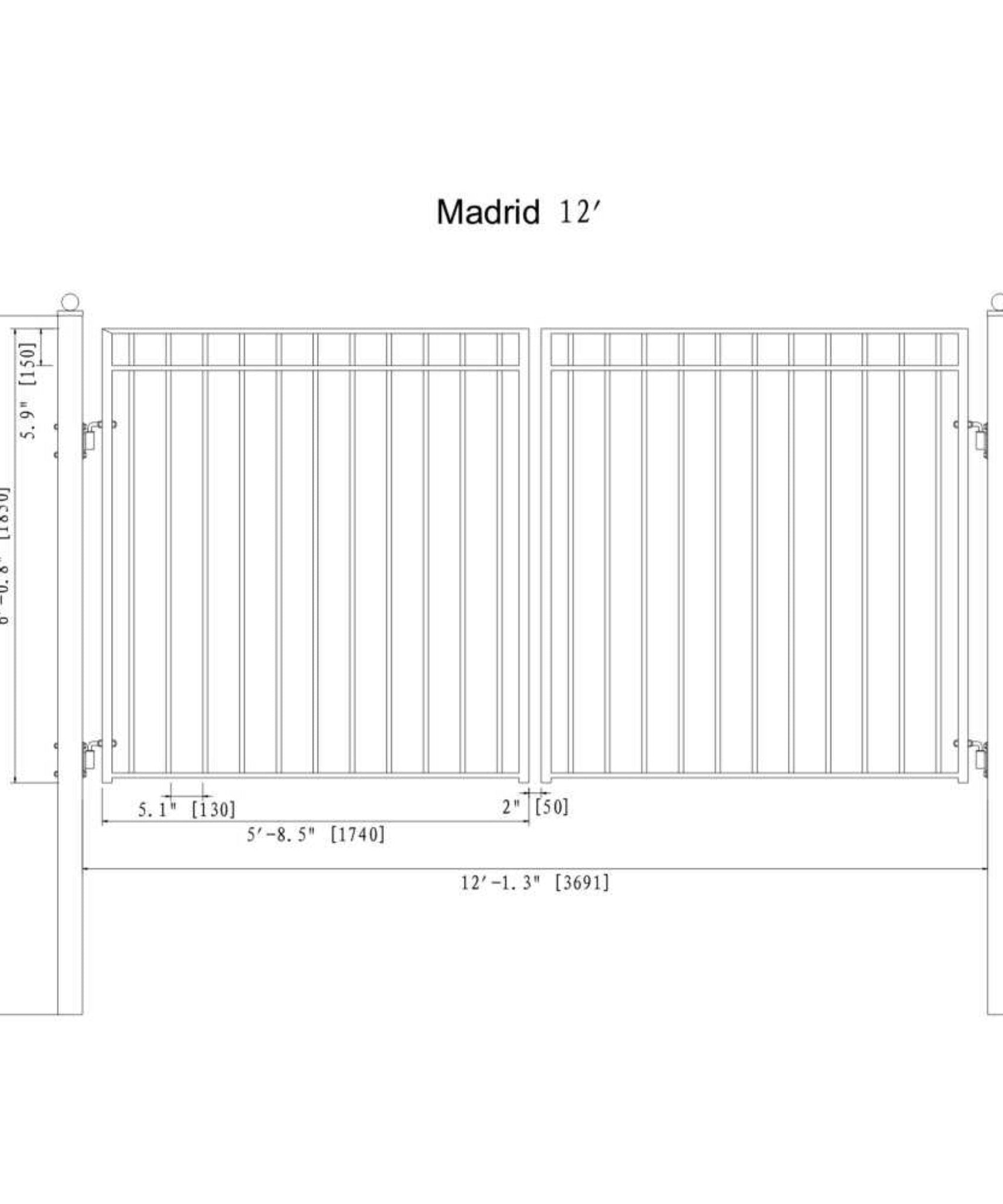[12-18FT] Heavy-Duty Madrid-Style Premium Steel Dual-Swing Driveway Gate (SAK38546)