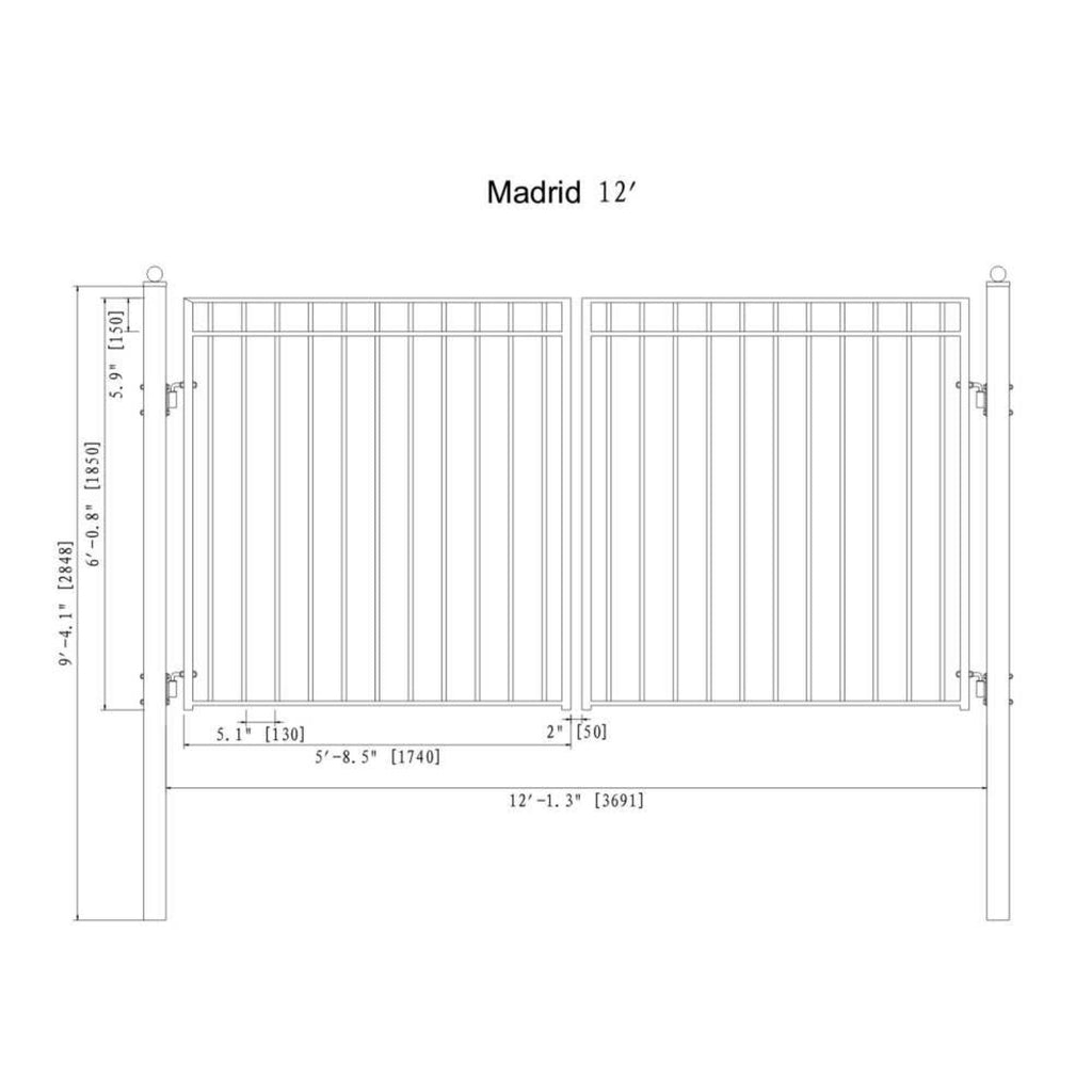 [12-18FT] Heavy-Duty Madrid-Style Premium Steel Dual-Swing Driveway Gate (SAK38546)