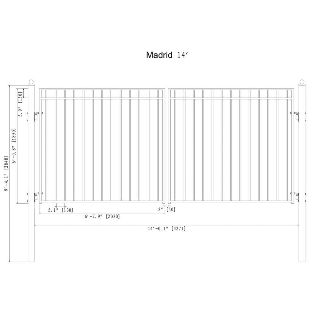 [12-18FT] Heavy-Duty Madrid-Style Premium Steel Dual-Swing Driveway Gate (SAK38546)