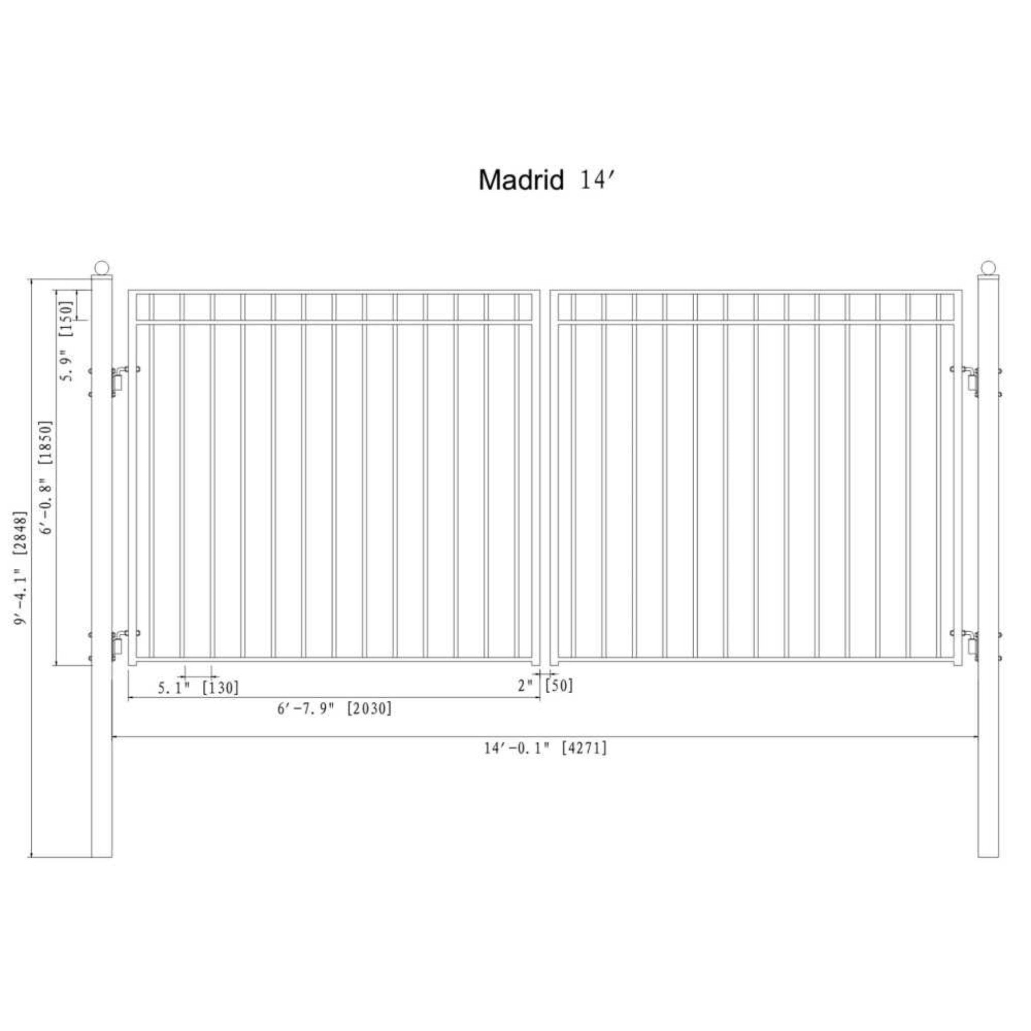 [12-18FT] Heavy-Duty Madrid-Style Premium Steel Dual-Swing Driveway Gate (SAK38546)