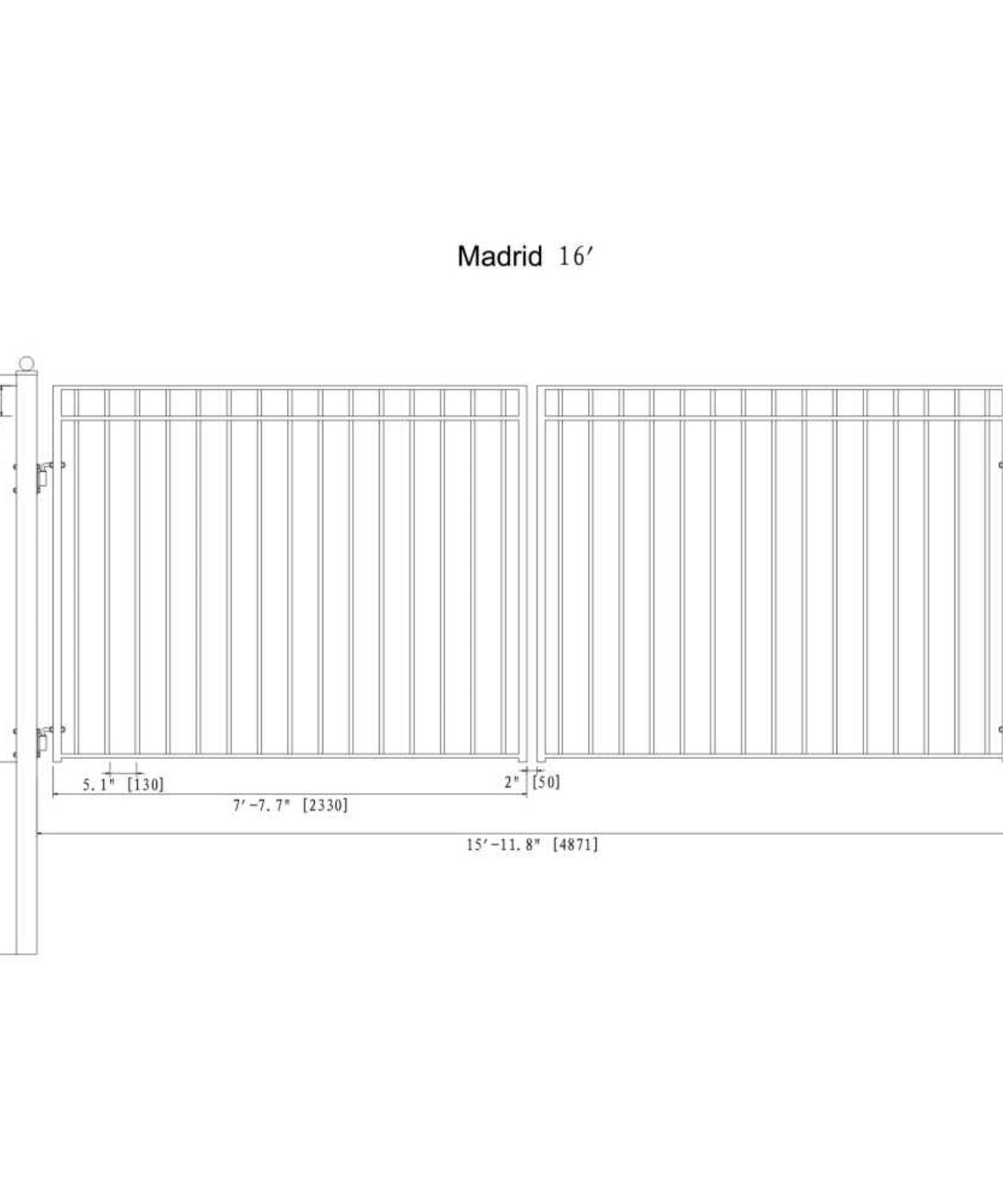 [12-18FT] Heavy-Duty Madrid-Style Premium Steel Dual-Swing Driveway Gate (SAK38546)