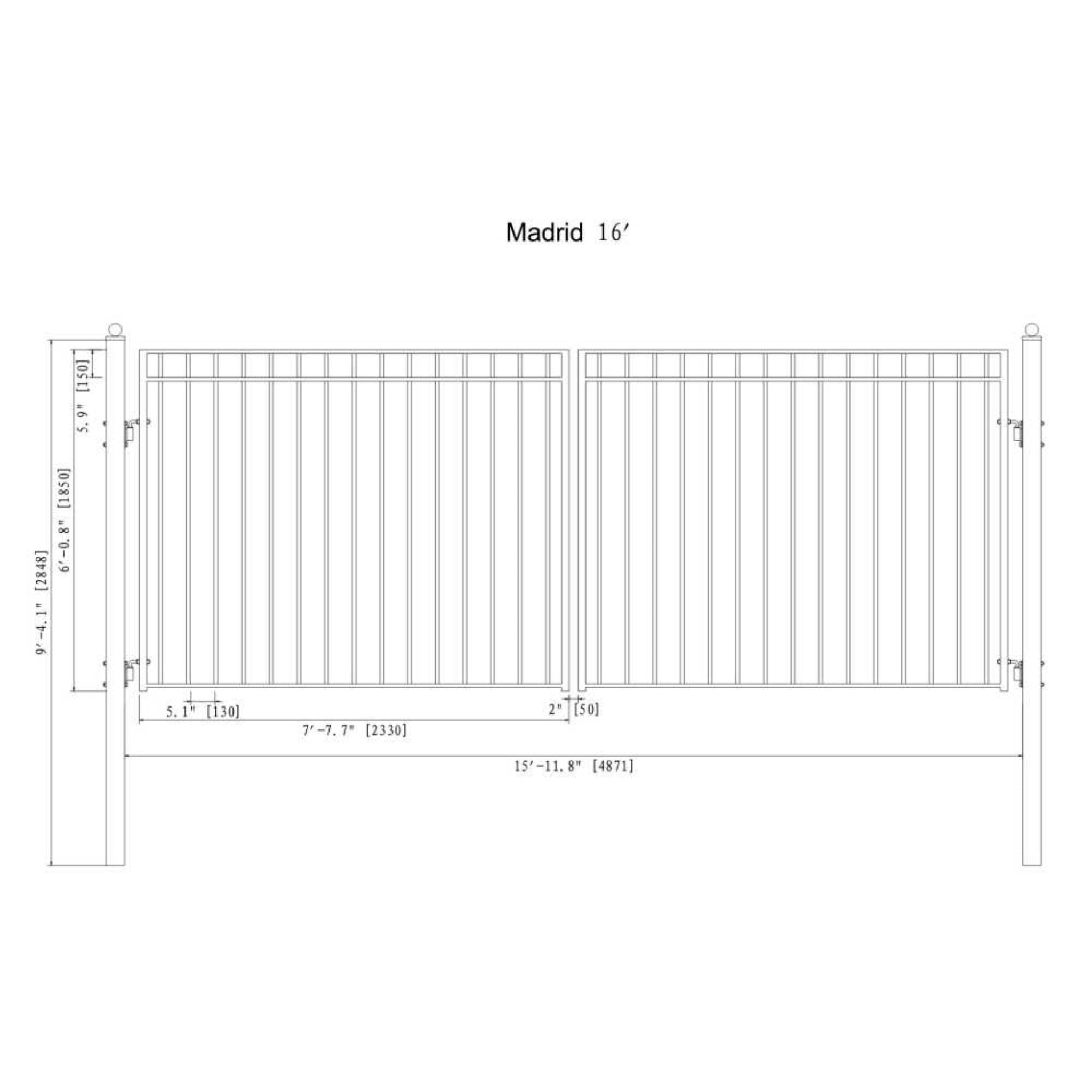 [12-18FT] Heavy-Duty Madrid-Style Premium Steel Dual-Swing Driveway Gate (SAK38546)