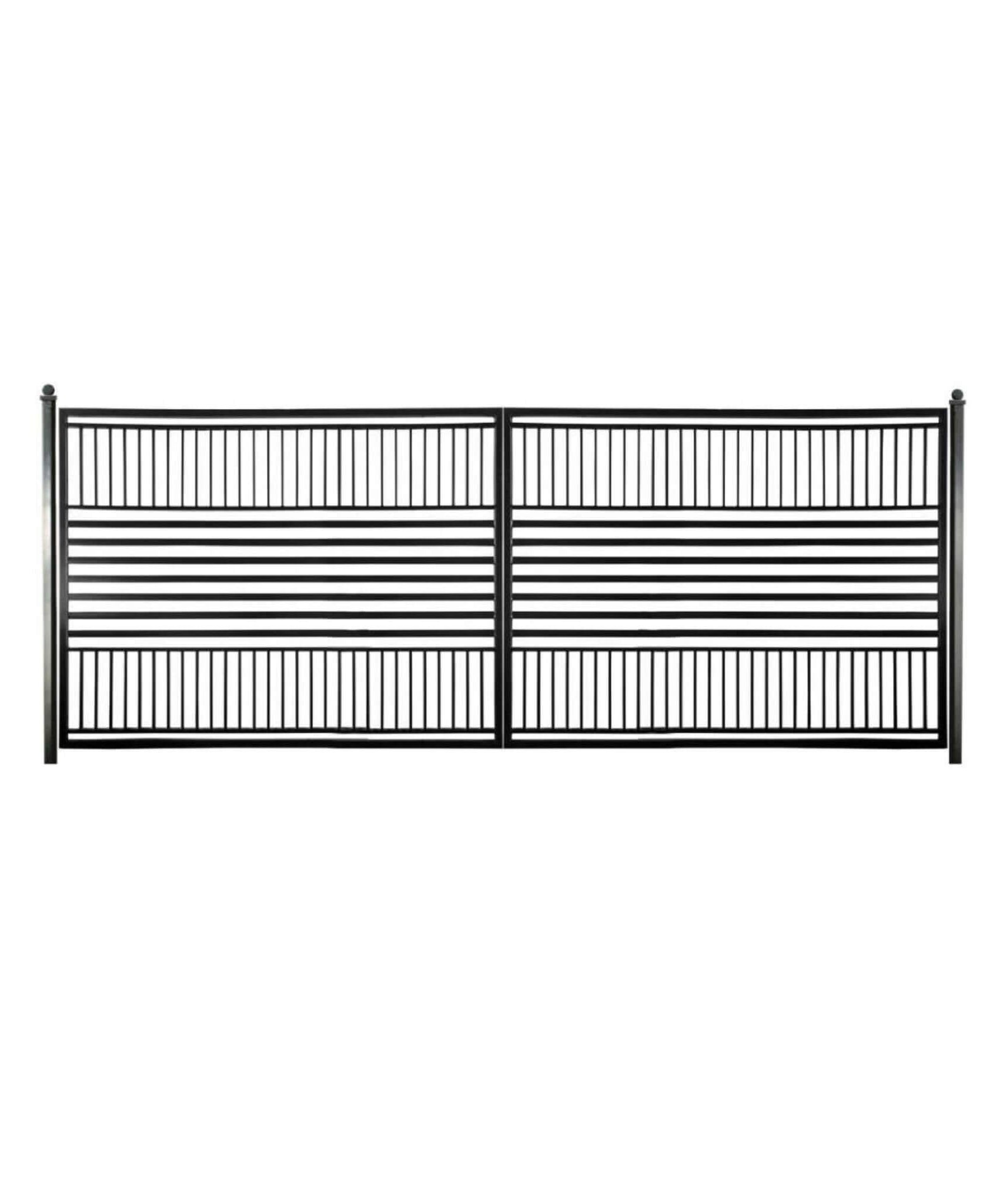 [12-18FT] Heavy-Duty Barcelona-Style Powder-Coated Steel Galvanized Dual Swing Driveway Gate (SAK25978)