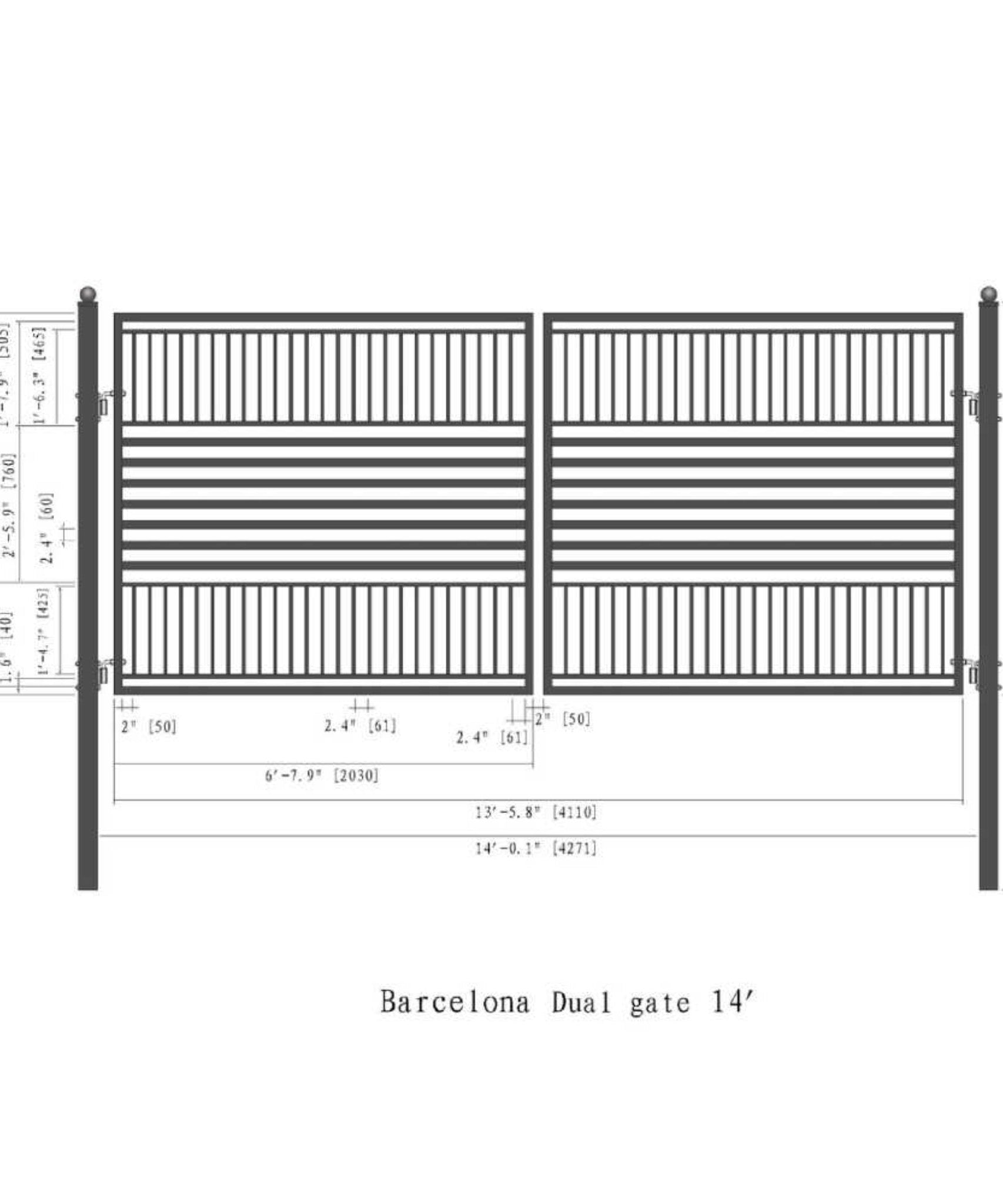 [12-18FT] Heavy-Duty Barcelona-Style Powder-Coated Steel Galvanized Dual Swing Driveway Gate (SAK25978)