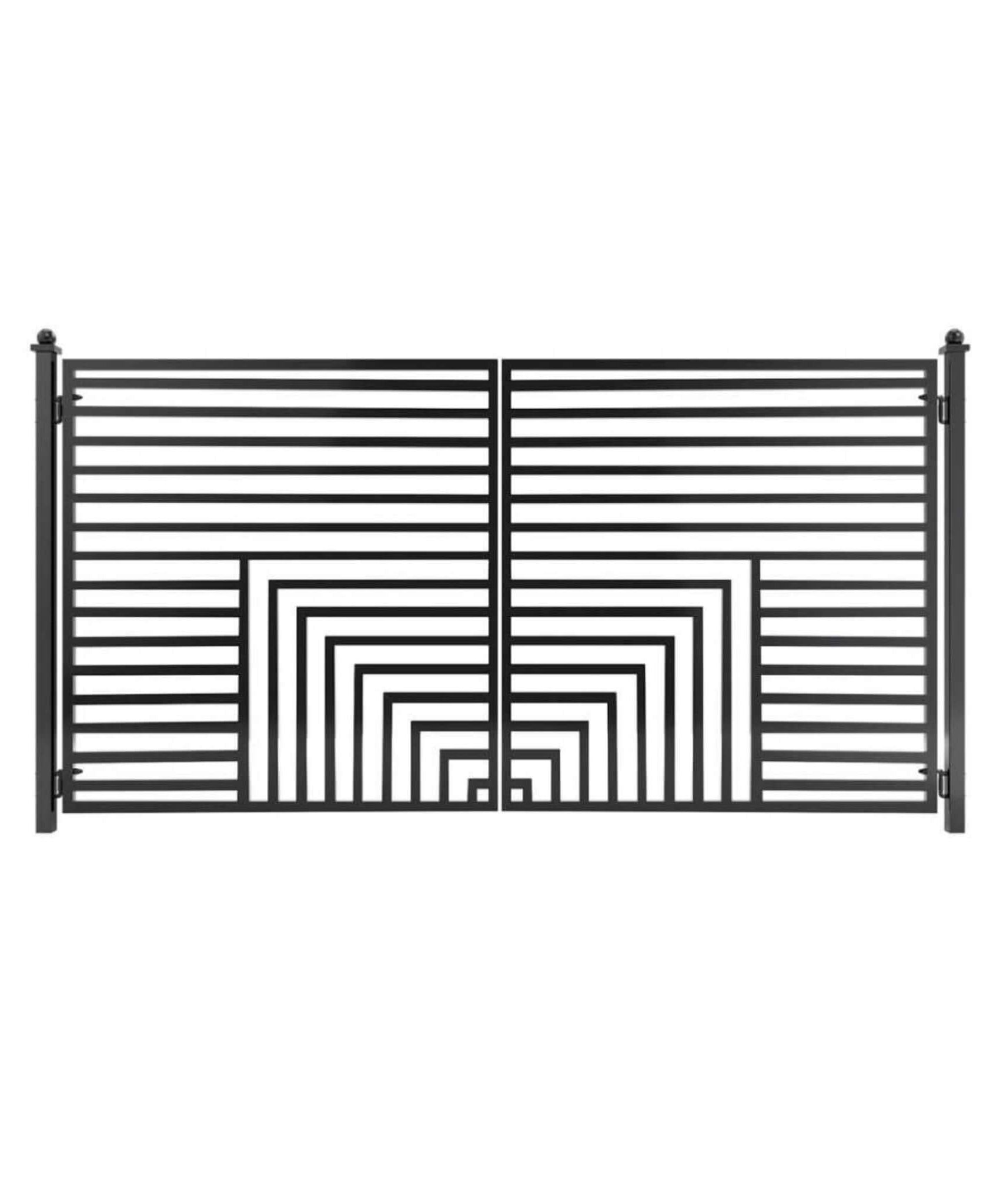 [12-18FT] Heavy-Duty Florence-Style Powder-Coated Galvanized Steel Dual-Swing Driveway Gate (SAK48168)