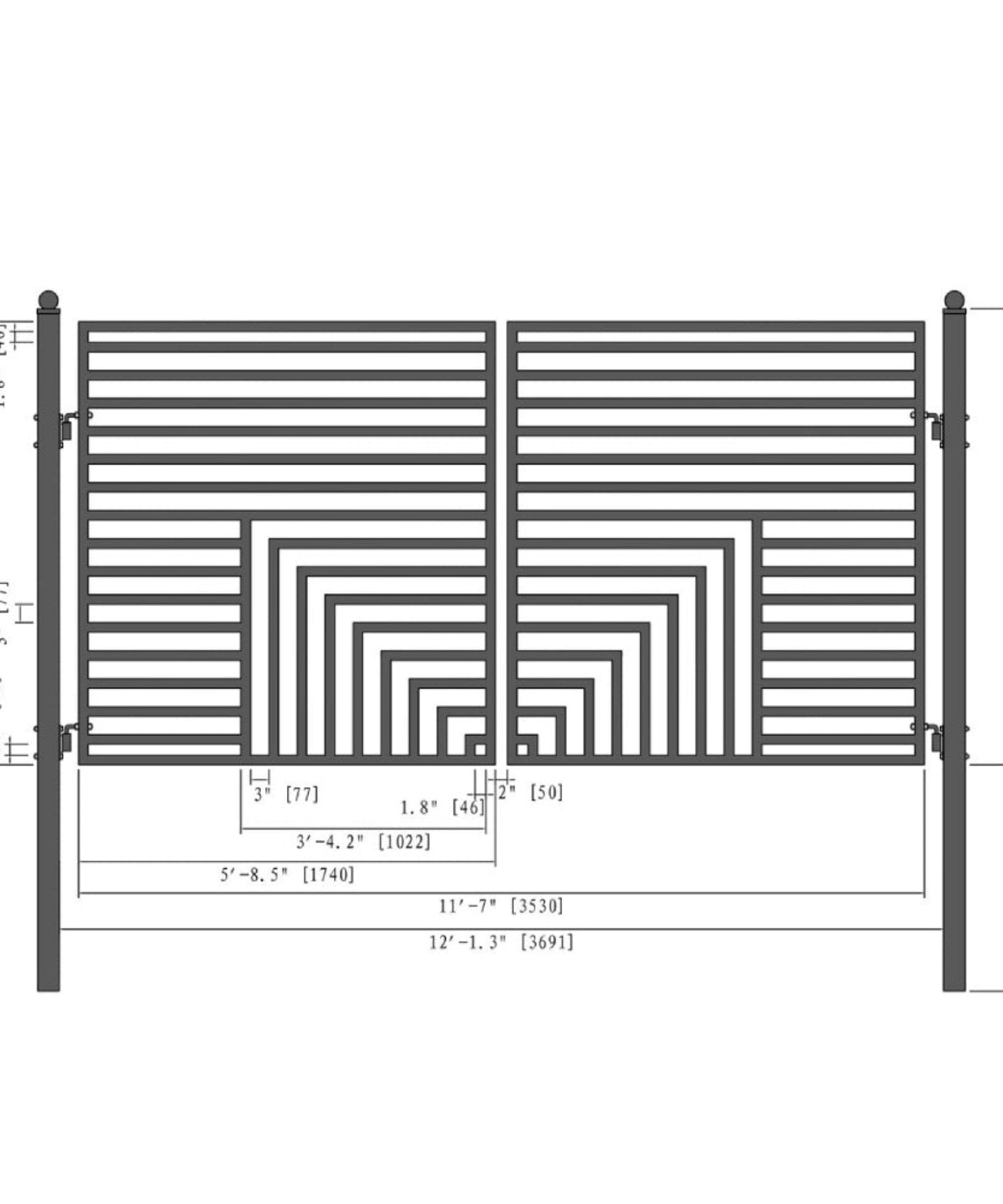 [12-18FT] Heavy-Duty Florence-Style Powder-Coated Galvanized Steel Dual-Swing Driveway Gate (SAK48168)