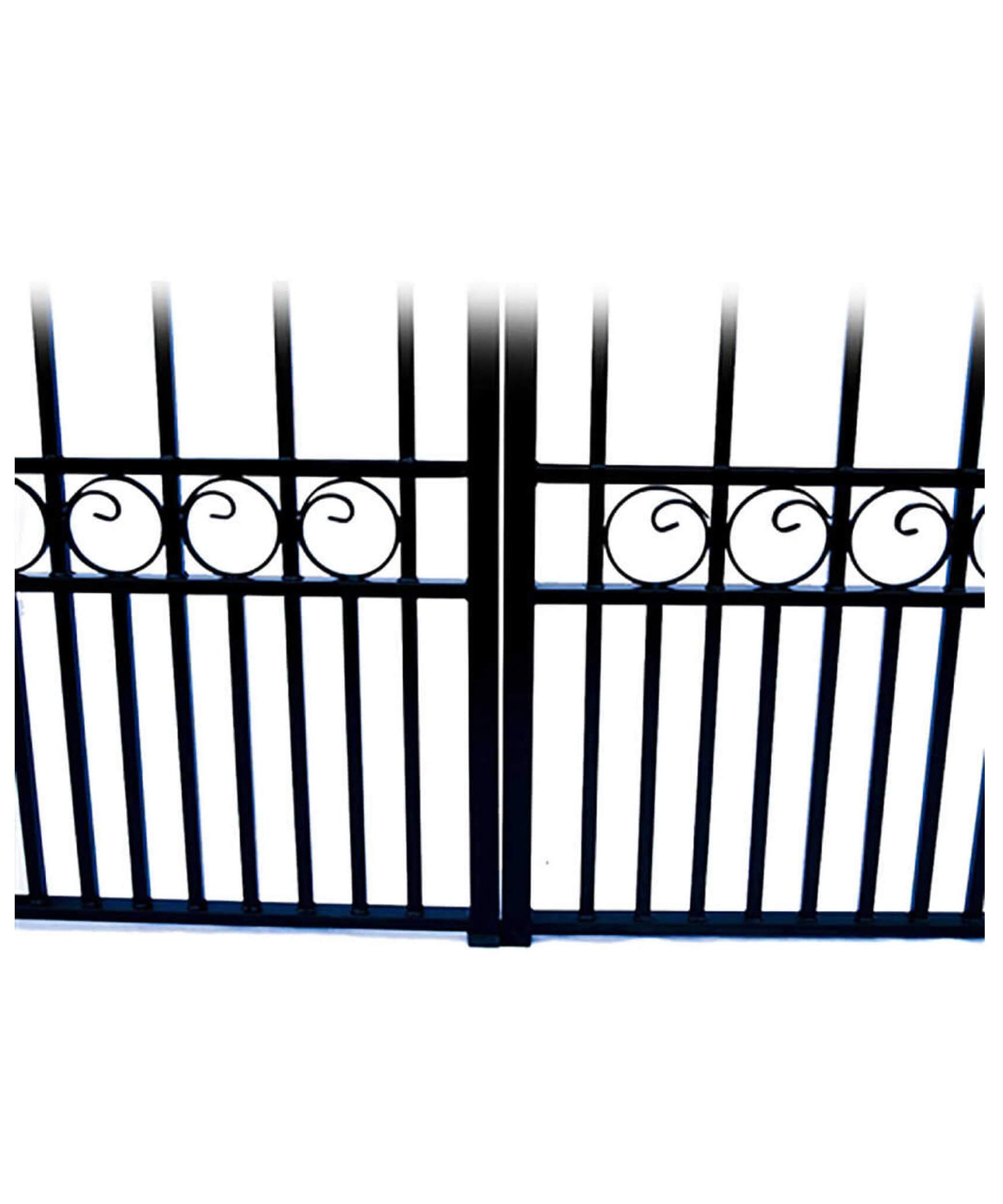 [12-18FT] Heavy-Duty London-Style Powder-Coated Galvanized Steel Dual-Swing Driveway Gate (SAK48520)