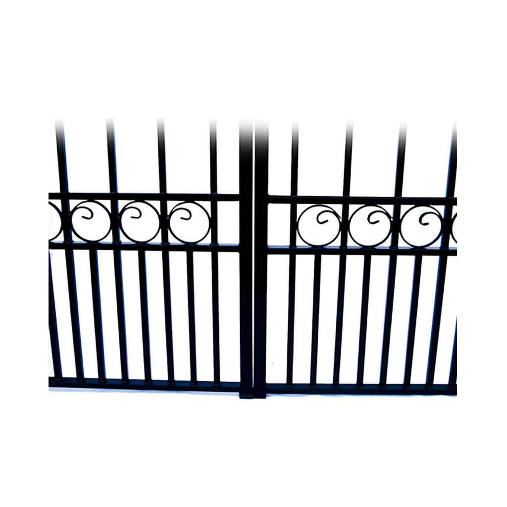 [12-18FT] Heavy-Duty London-Style Powder-Coated Galvanized Steel Dual-Swing Driveway Gate (SAK48520)