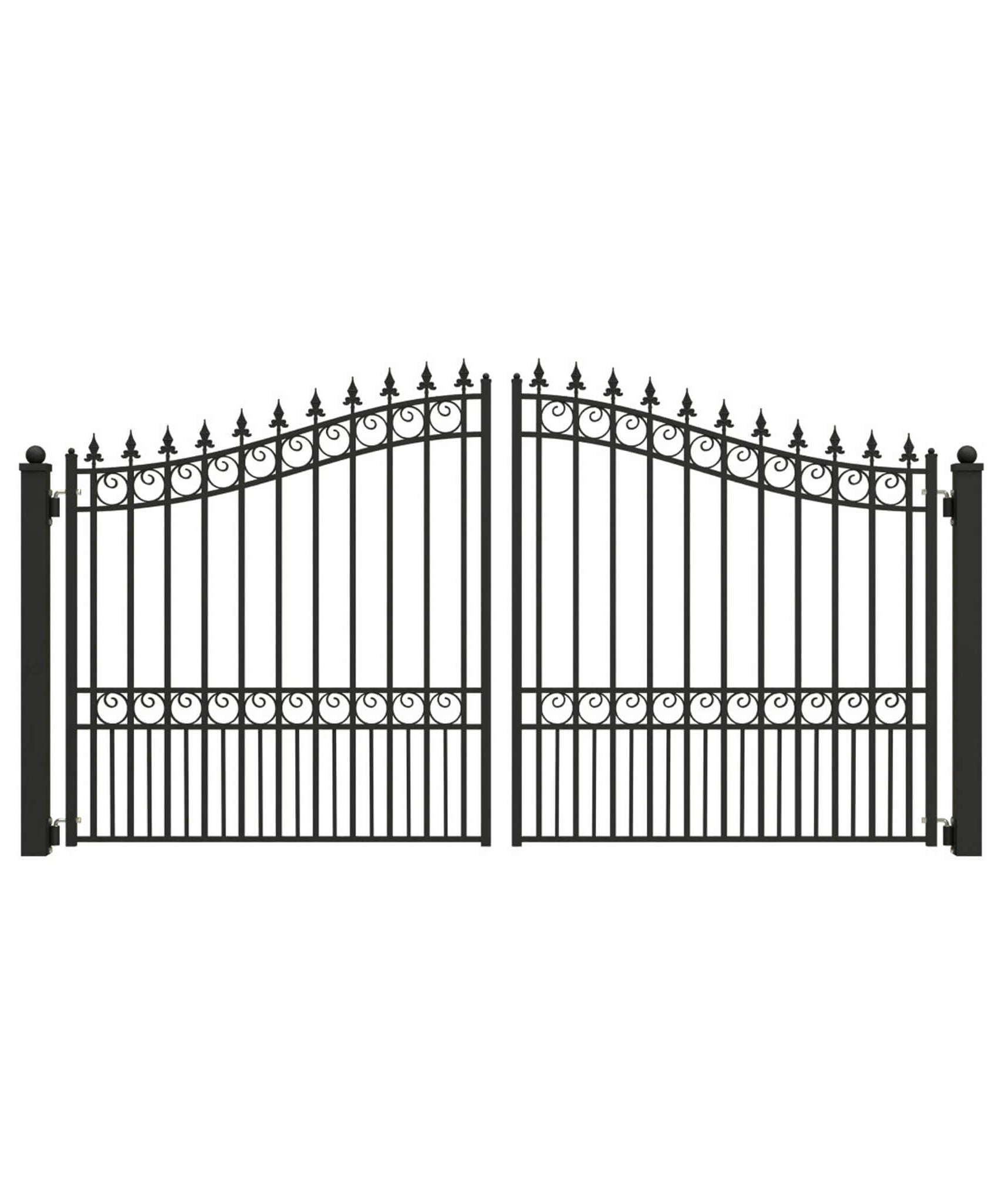 [12-18FT] Heavy-Duty London-Style Powder-Coated Galvanized Steel Dual-Swing Driveway Gate (SAK48520)
