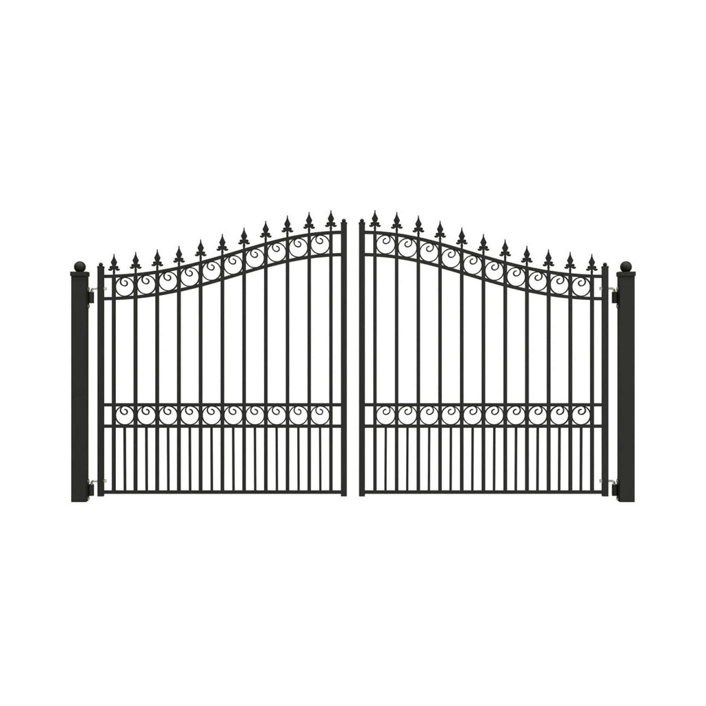 [12-18FT] Heavy-Duty London-Style Powder-Coated Galvanized Steel Dual-Swing Driveway Gate (SAK48520)