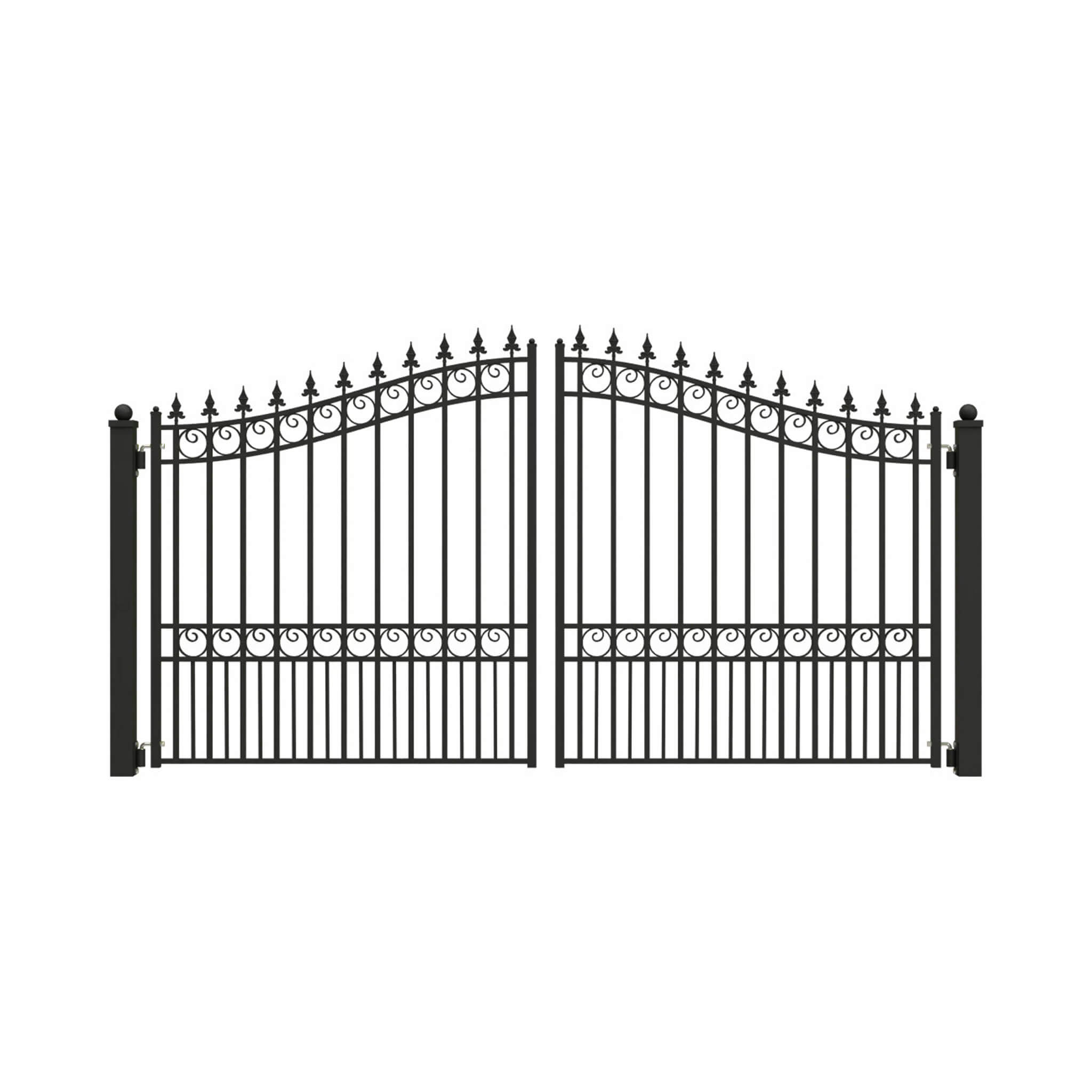 [12-18FT] Heavy-Duty London-Style Powder-Coated Galvanized Steel Dual-Swing Driveway Gate (SAK48520)
