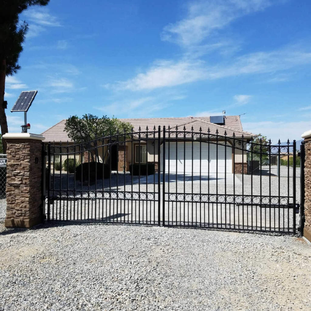 [12-18FT] Heavy-Duty London-Style Powder-Coated Galvanized Steel Dual-Swing Driveway Gate (SAK48520)