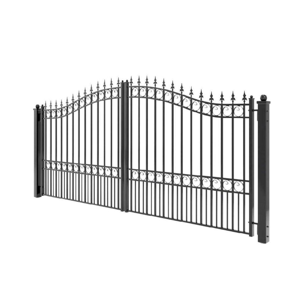 [12-18FT] Heavy-Duty London-Style Powder-Coated Galvanized Steel Dual-Swing Driveway Gate (SAK48520)