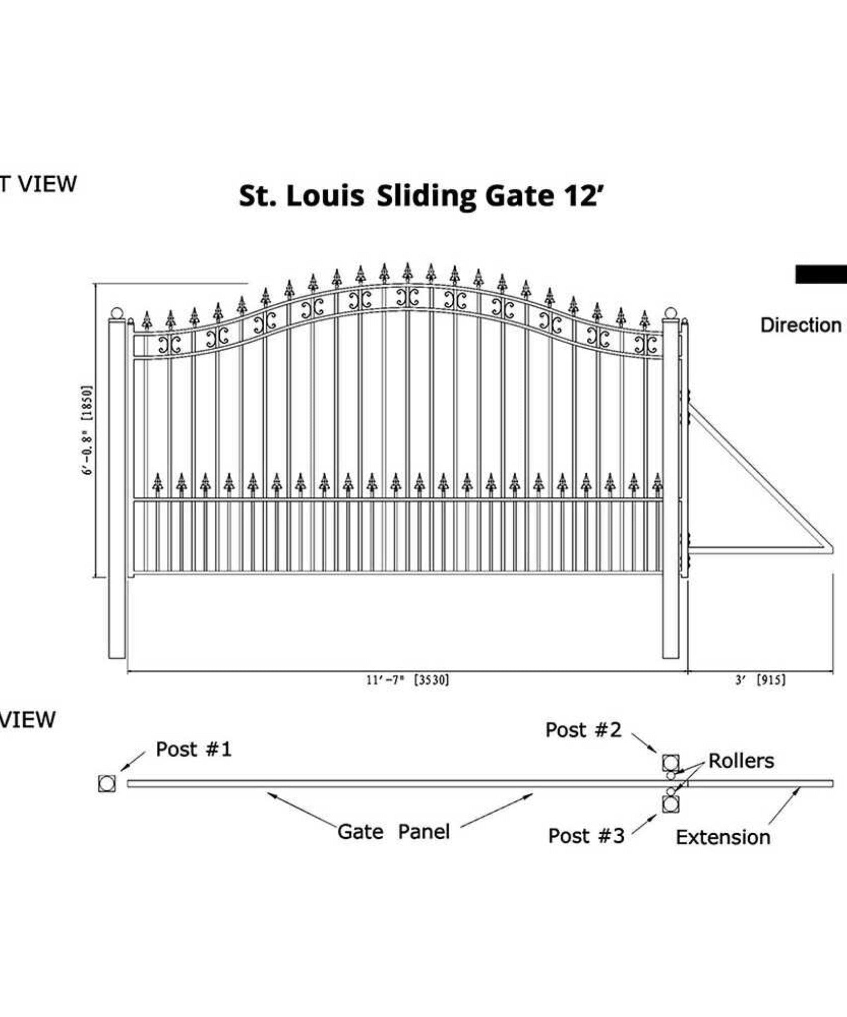 [12-18FT] Heavy-Duty St. Louis-Style Steel Sliding Driveway Gate (SAK64978)