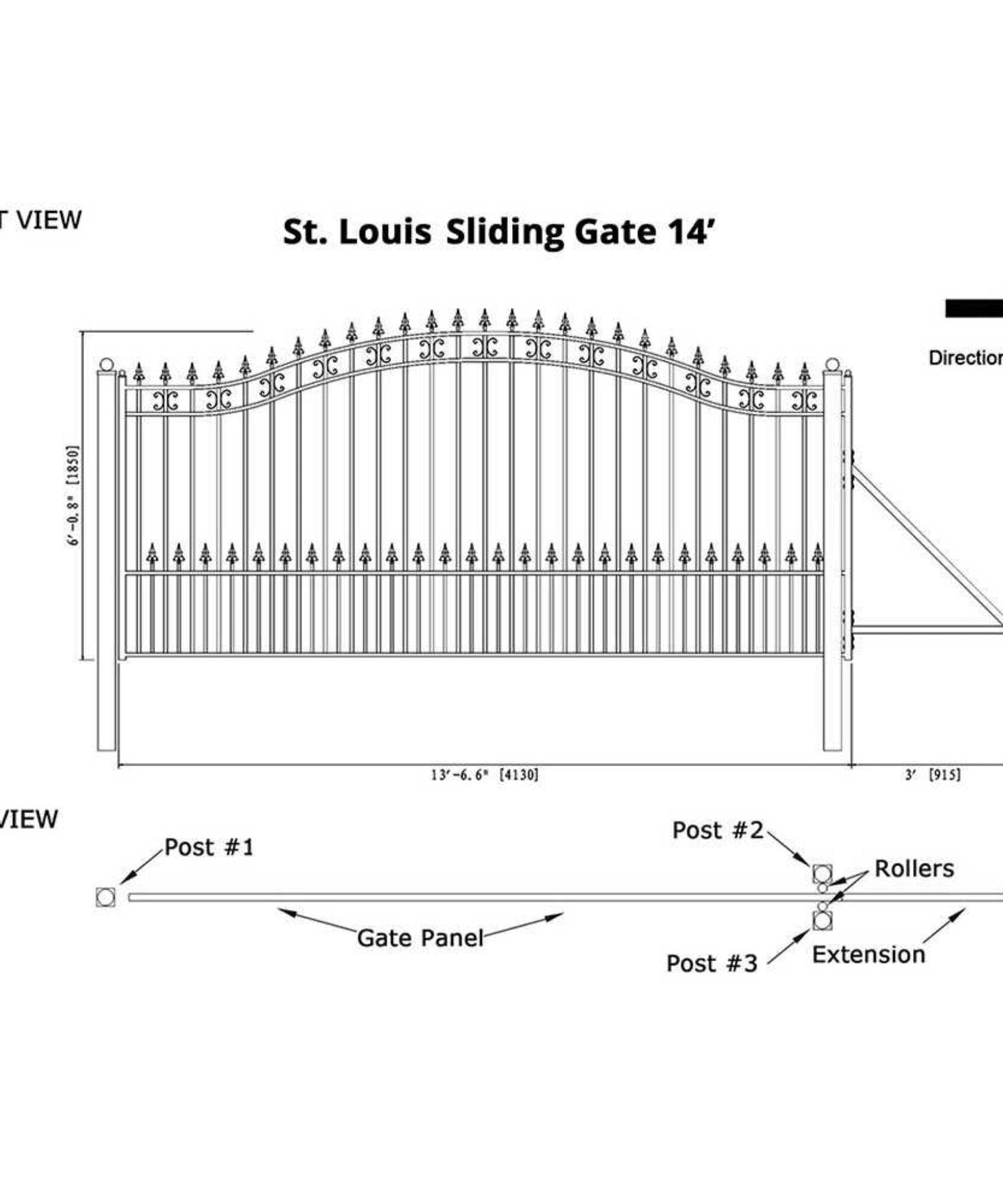 [12-18FT] Heavy-Duty St. Louis-Style Steel Sliding Driveway Gate (SAK64978)