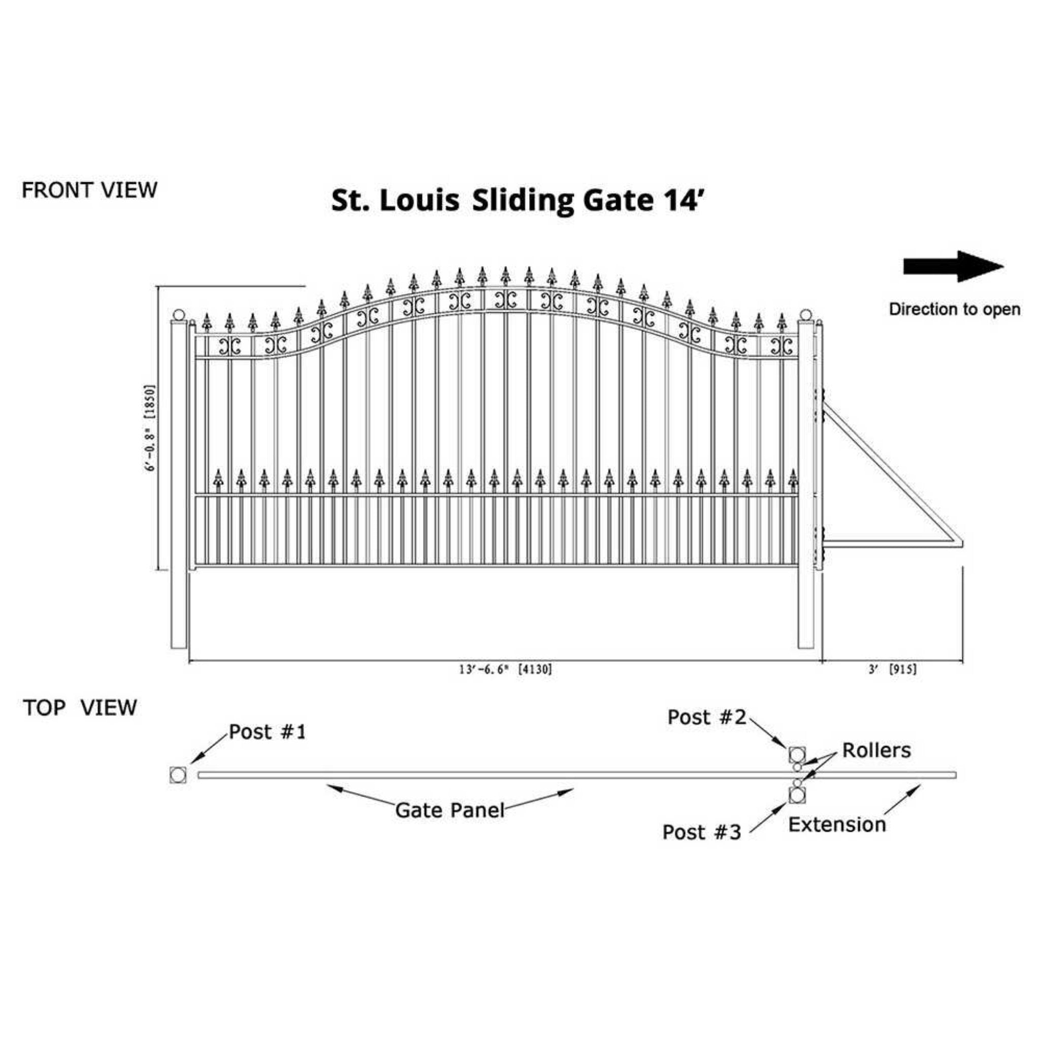 [12-18FT] Heavy-Duty St. Louis-Style Steel Sliding Driveway Gate (SAK64978)