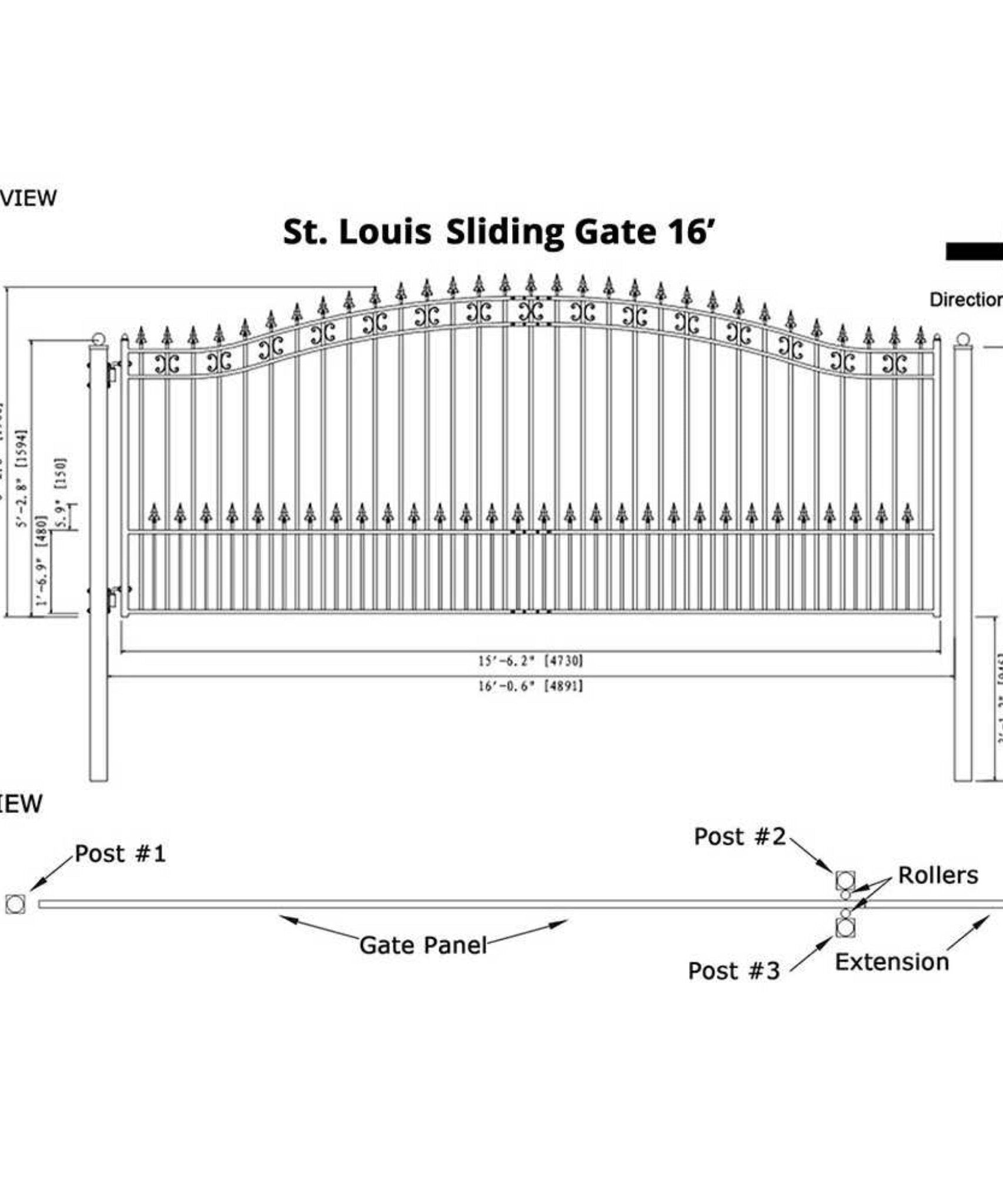 [12-18FT] Heavy-Duty St. Louis-Style Steel Sliding Driveway Gate (SAK64978)