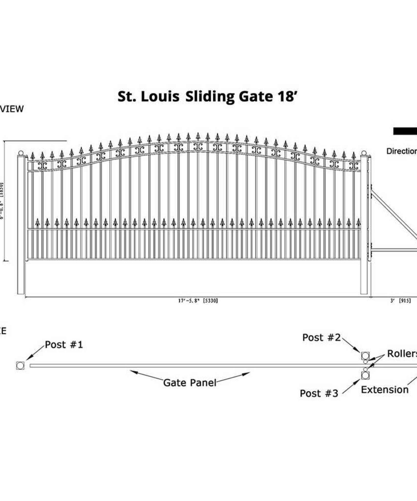 [12-18FT] Heavy-Duty St. Louis-Style Steel Sliding Driveway Gate (SAK64978)