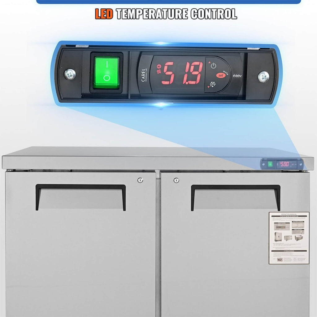 12.9 Cu.Ft 2-Door 48-Inch Commercial Stainless Steel Worktop Undercounter Refrigerator (SAK26049)
