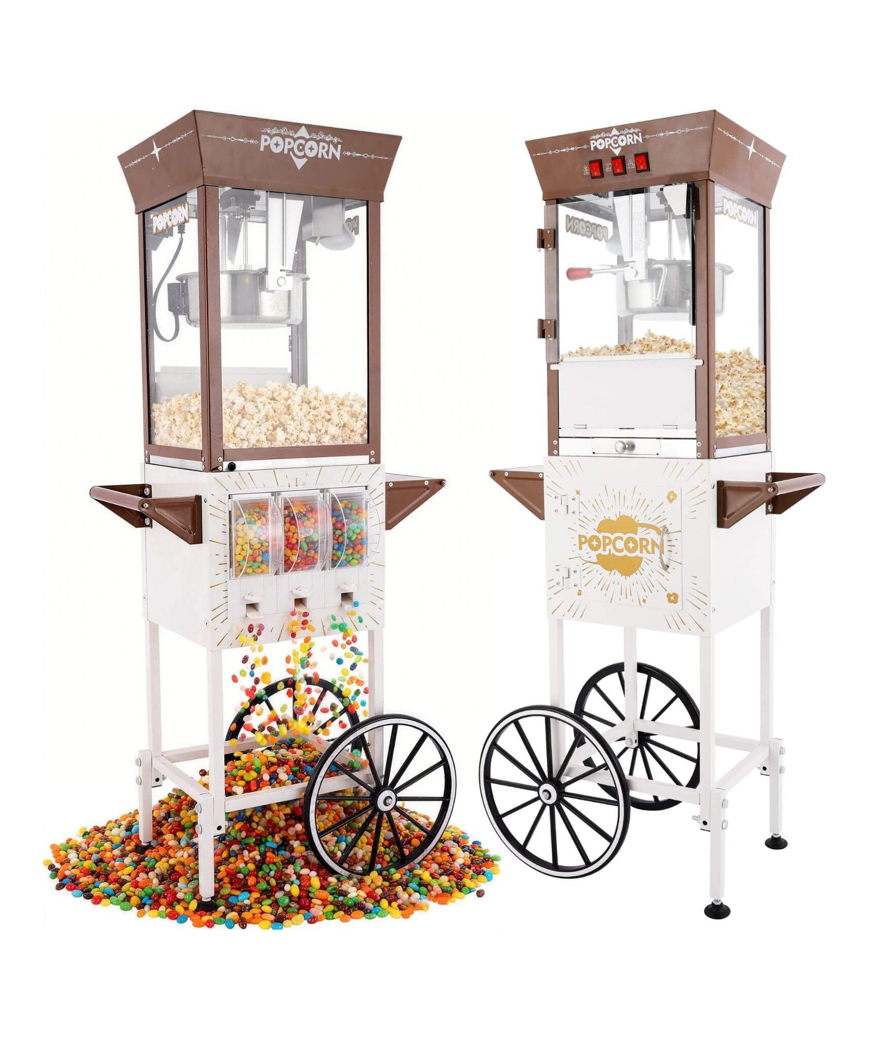 12-Ounce Commercial Retro Popcorn Machine Cart With Candy Boxes (SAK80954)