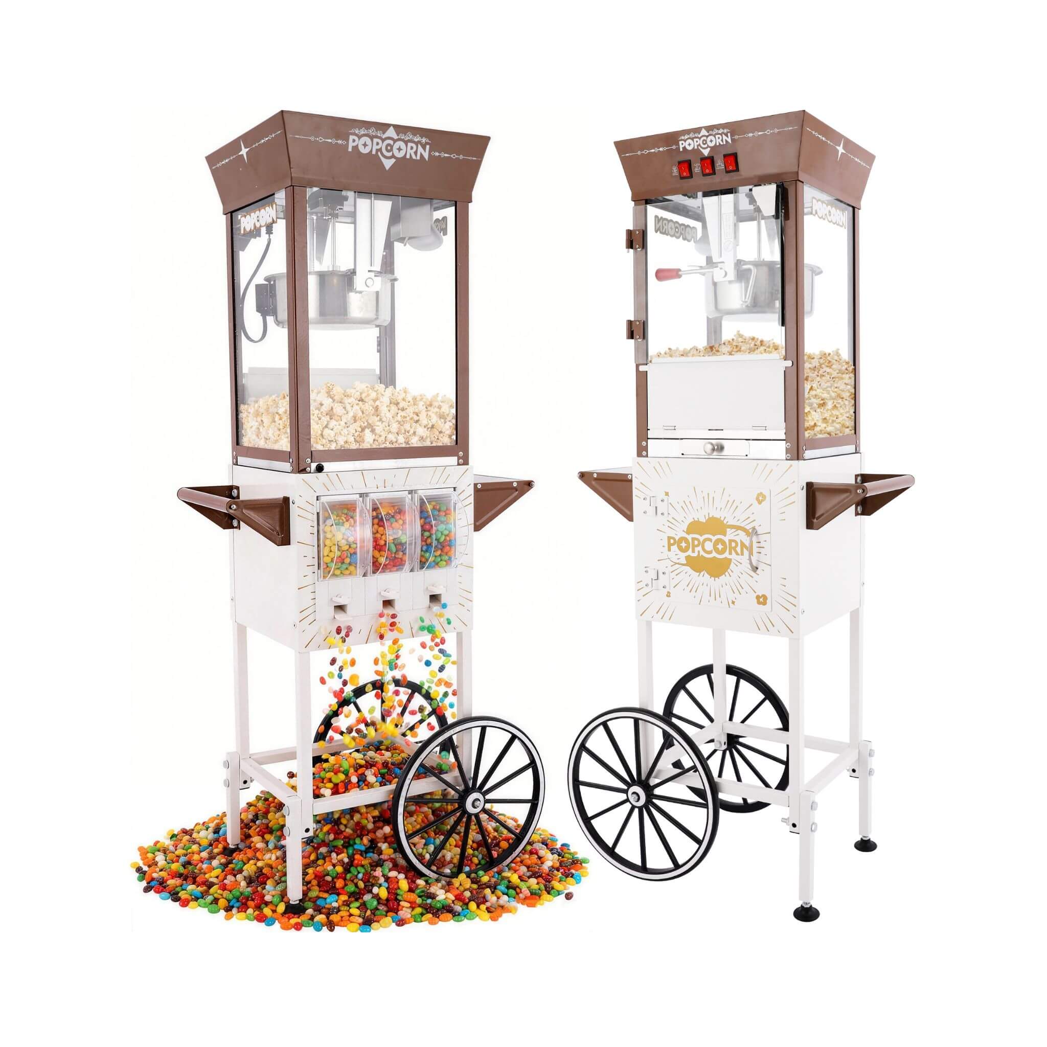 12-Ounce Commercial Retro Popcorn Machine Cart With Candy Boxes (SAK80954)